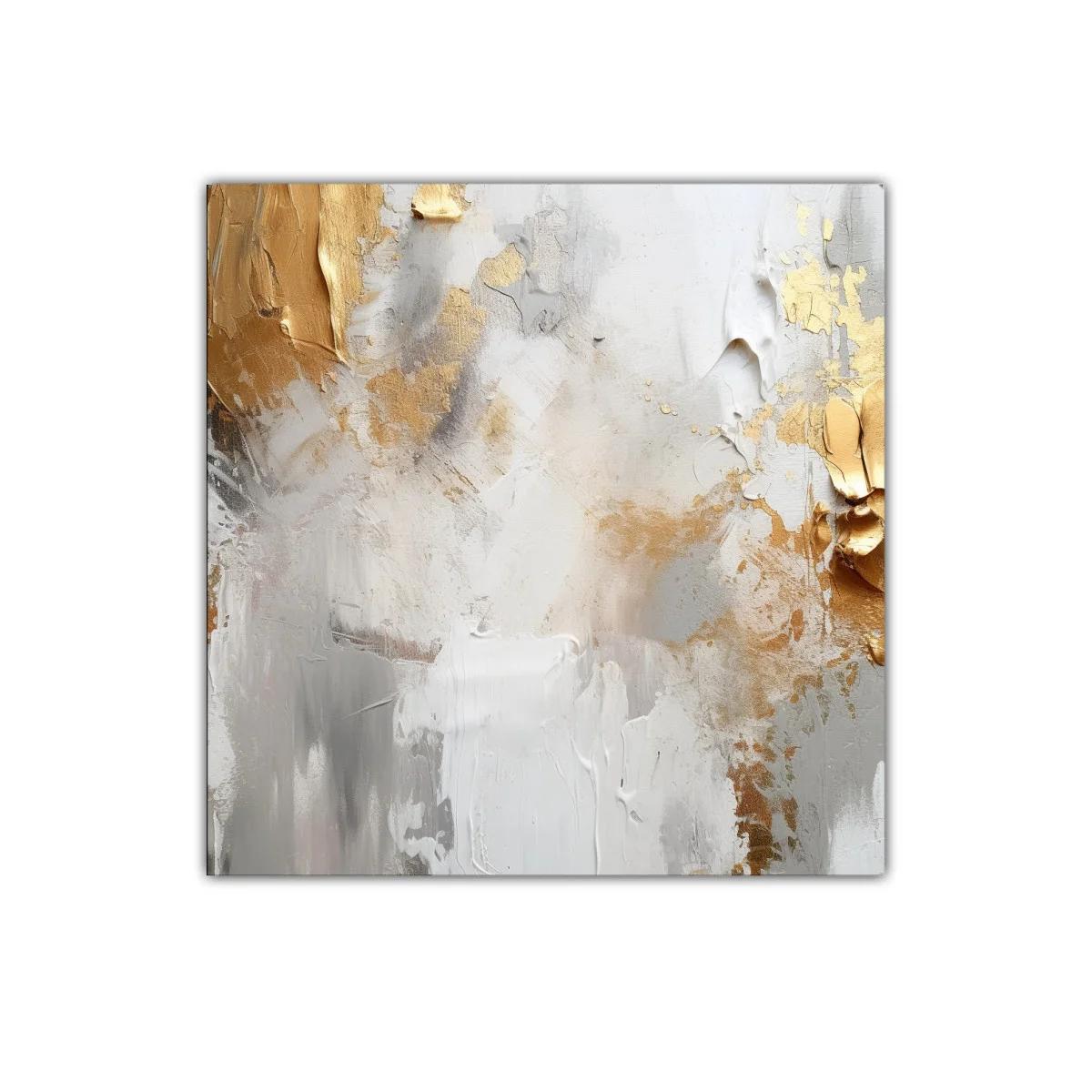 Cuadro abstracto con tonos dorados y neutros elegantes — miniatura 1
