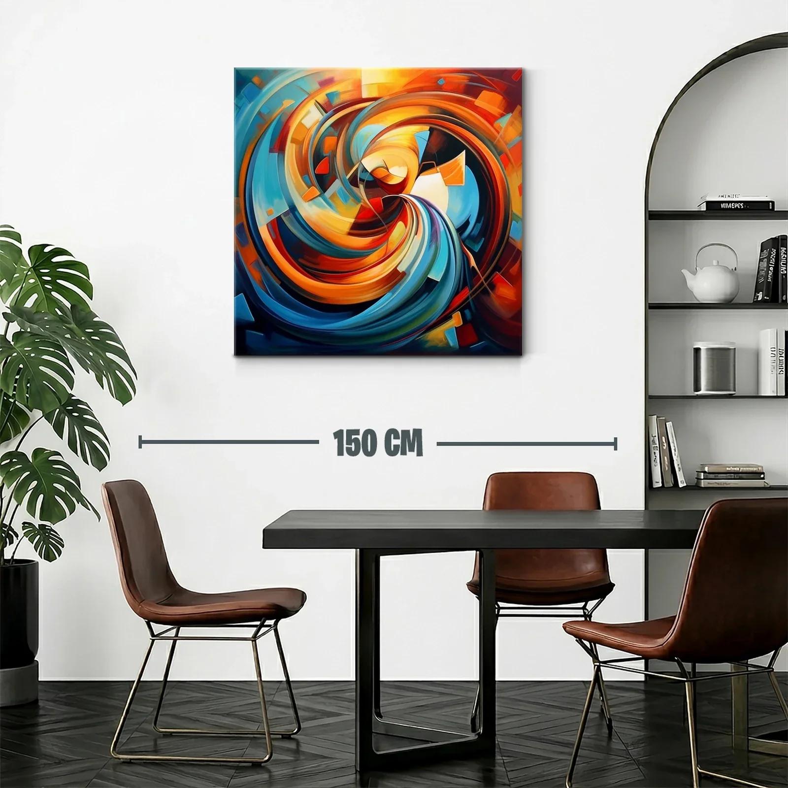 Cuadro abstracto con espirales vibrantes y tonos cálidos — miniatura 2
