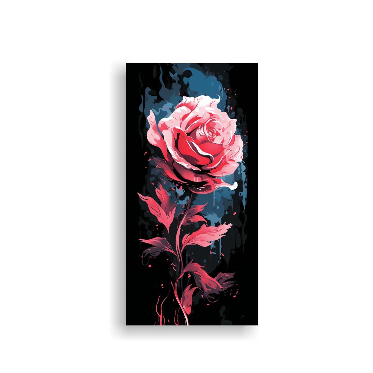 Cuadro rosa rosa con fondo oscuro y goteos — imagen principal