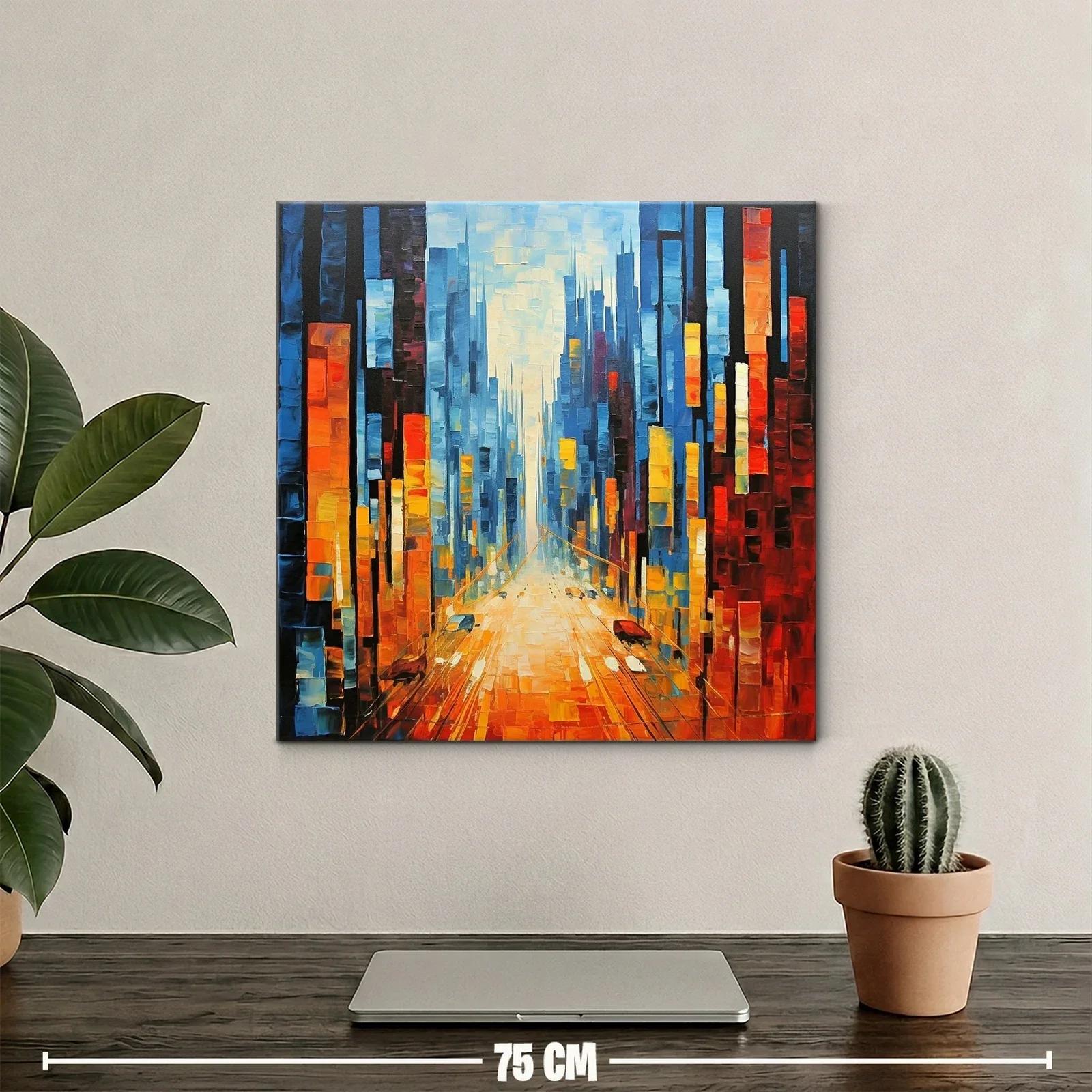 Vista urbana vibrante con luces y reflejos dorados — miniatura 2