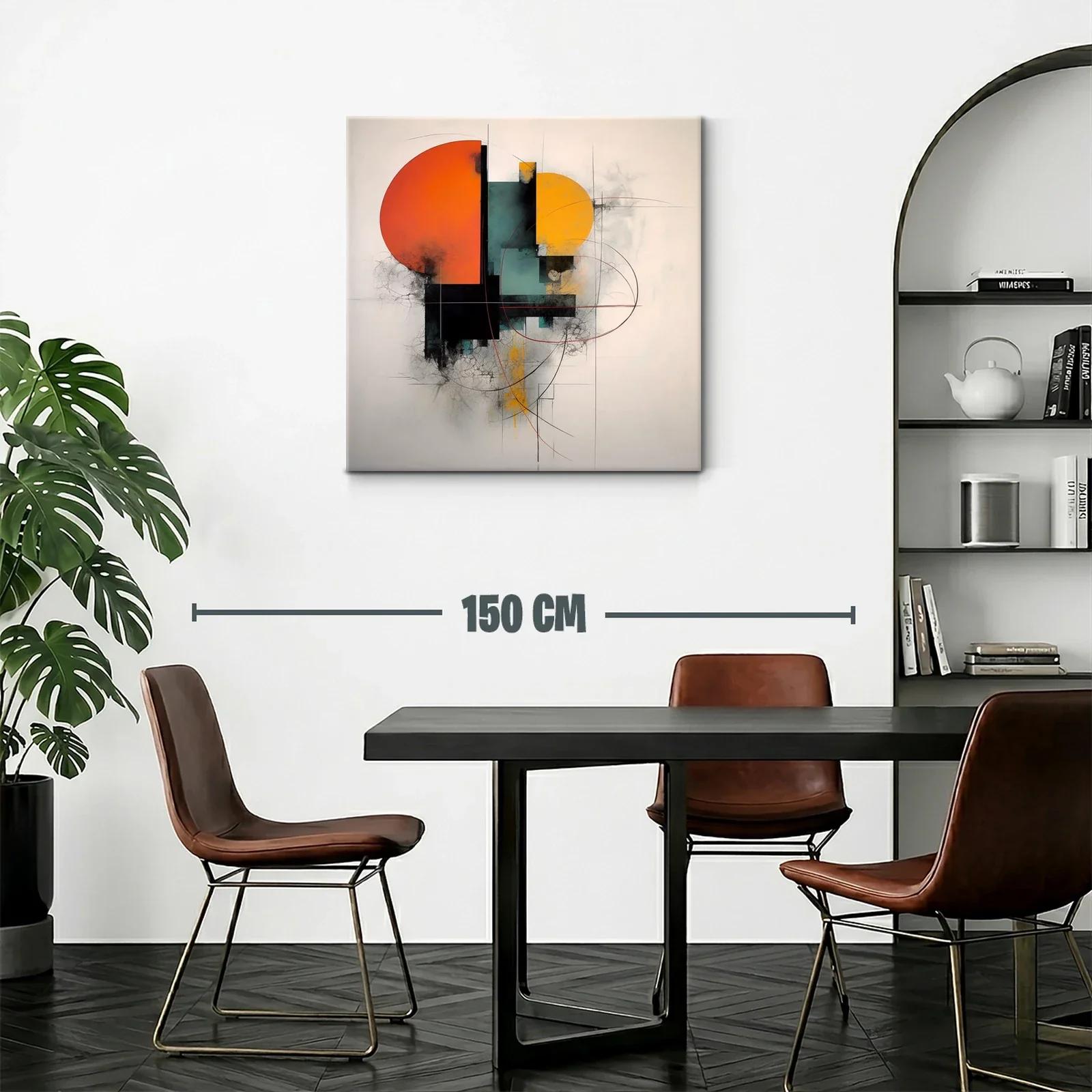 Cuadro abstracto con formas geométricas en tonos cálidos — miniatura 2