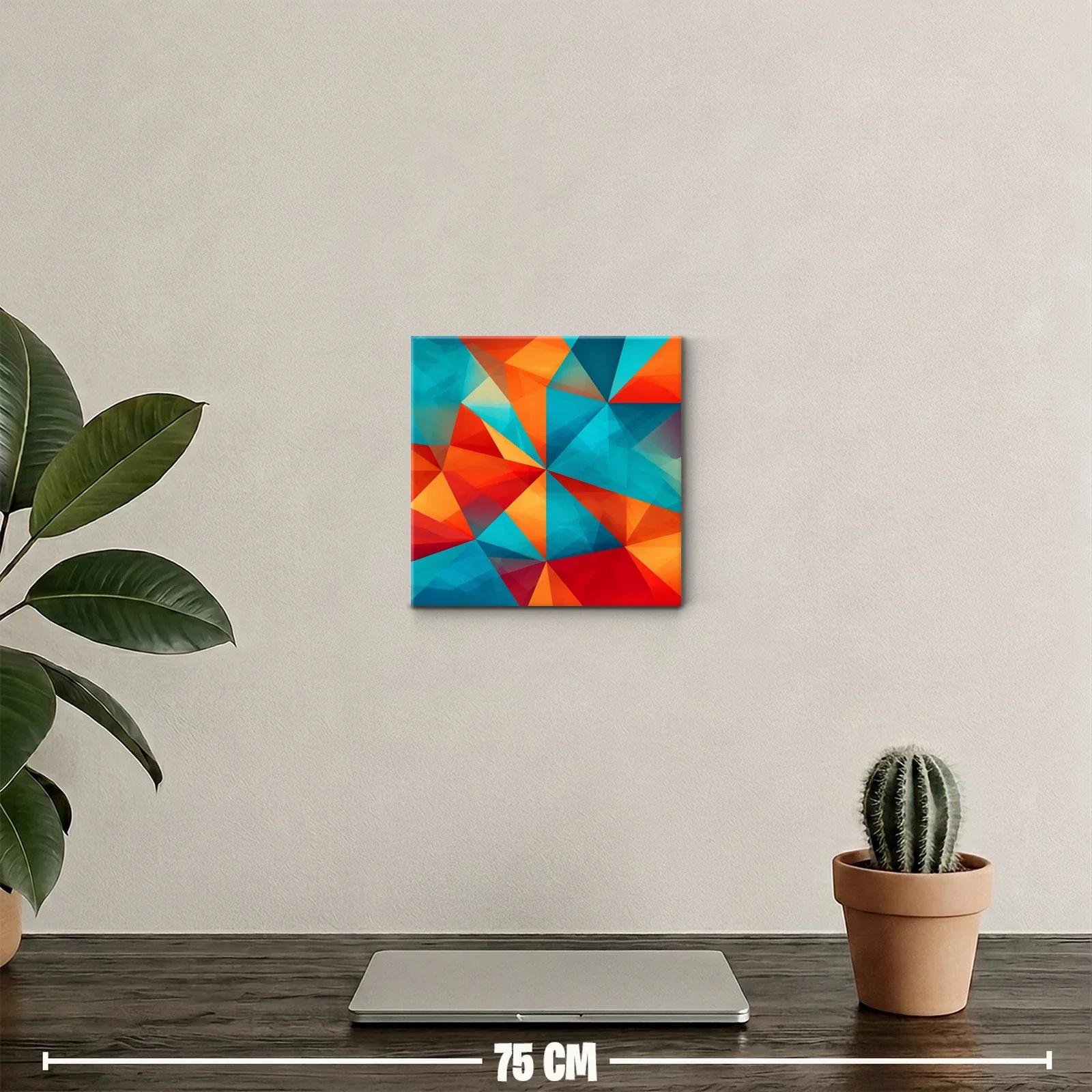 Cuadro abstracto con triángulos vibrantes y colores intensos — miniatura 2