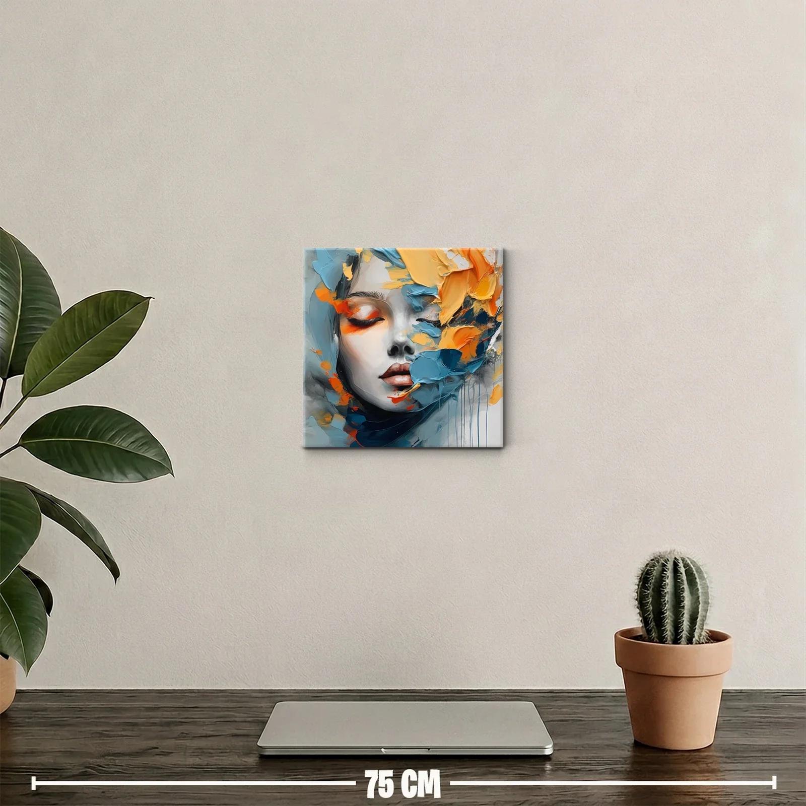 Retrato abstracto femenino con vibrantes tonos azul y naranja — miniatura 2