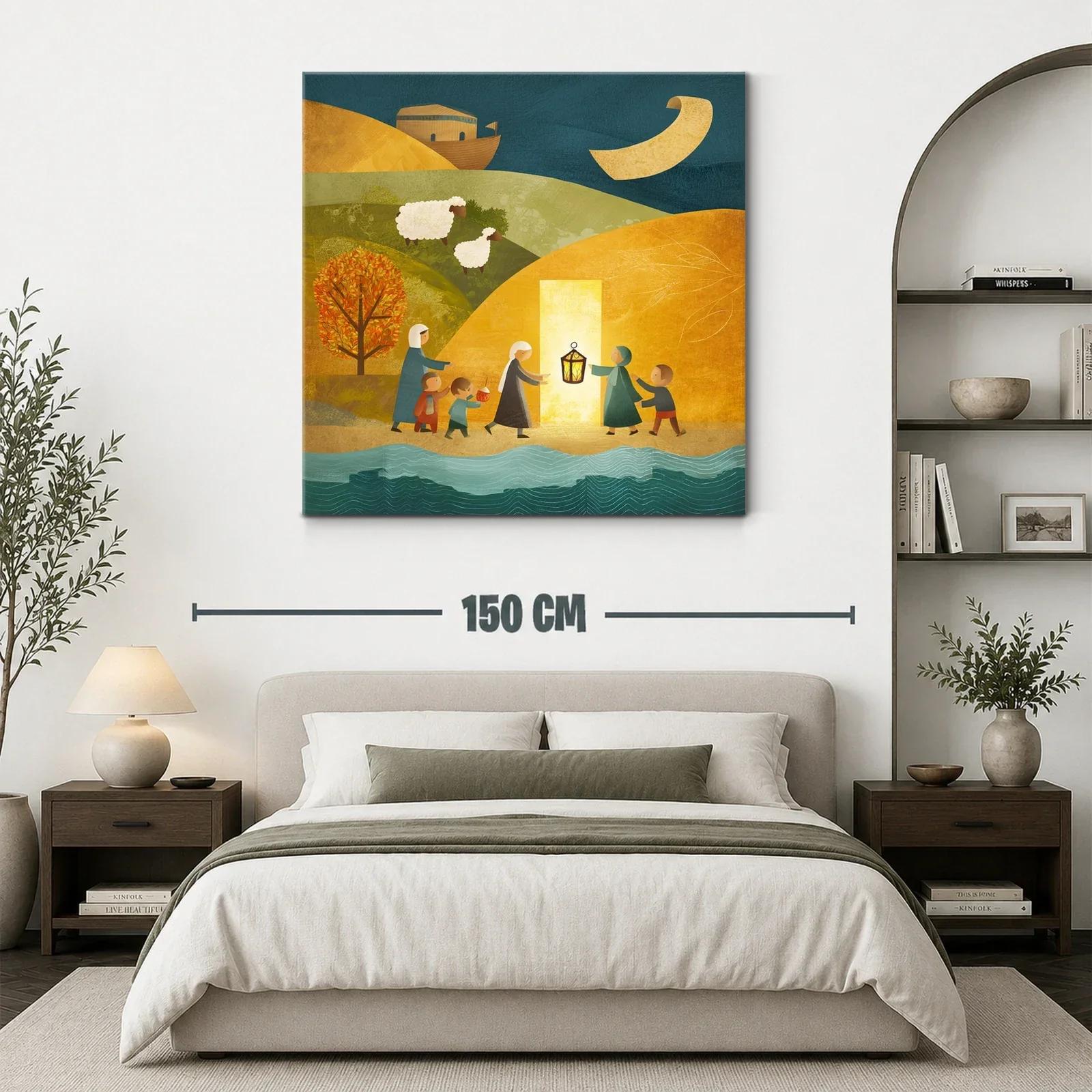 Cuadro infantil con paseo nocturno y tonos cálidos — miniatura 3