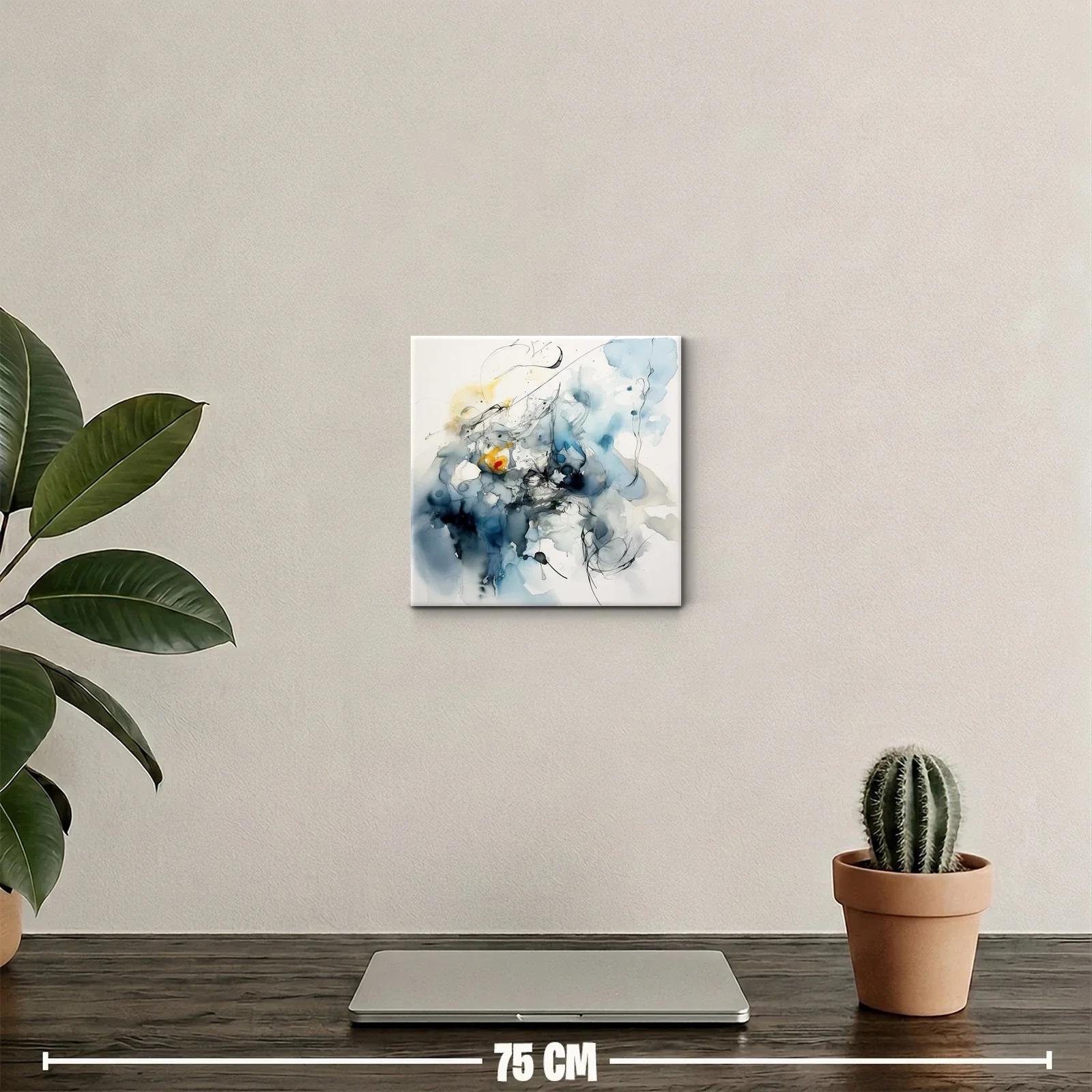 Arte abstracto con tonos azules y detalles en amarillo — miniatura 2