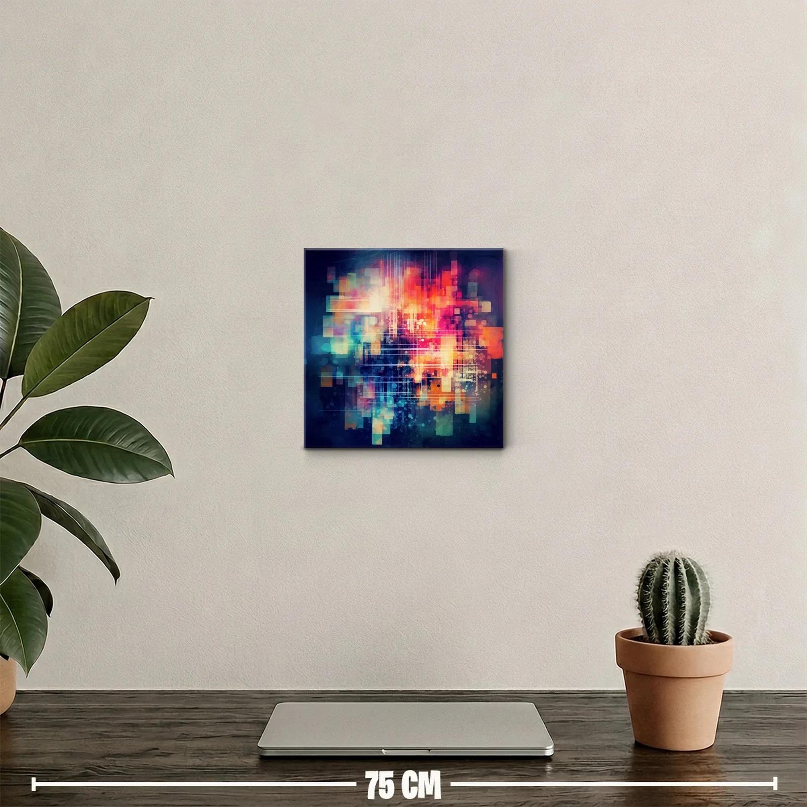 Composición abstracta en tonos cálidos y fríos vibrantes — miniatura 2