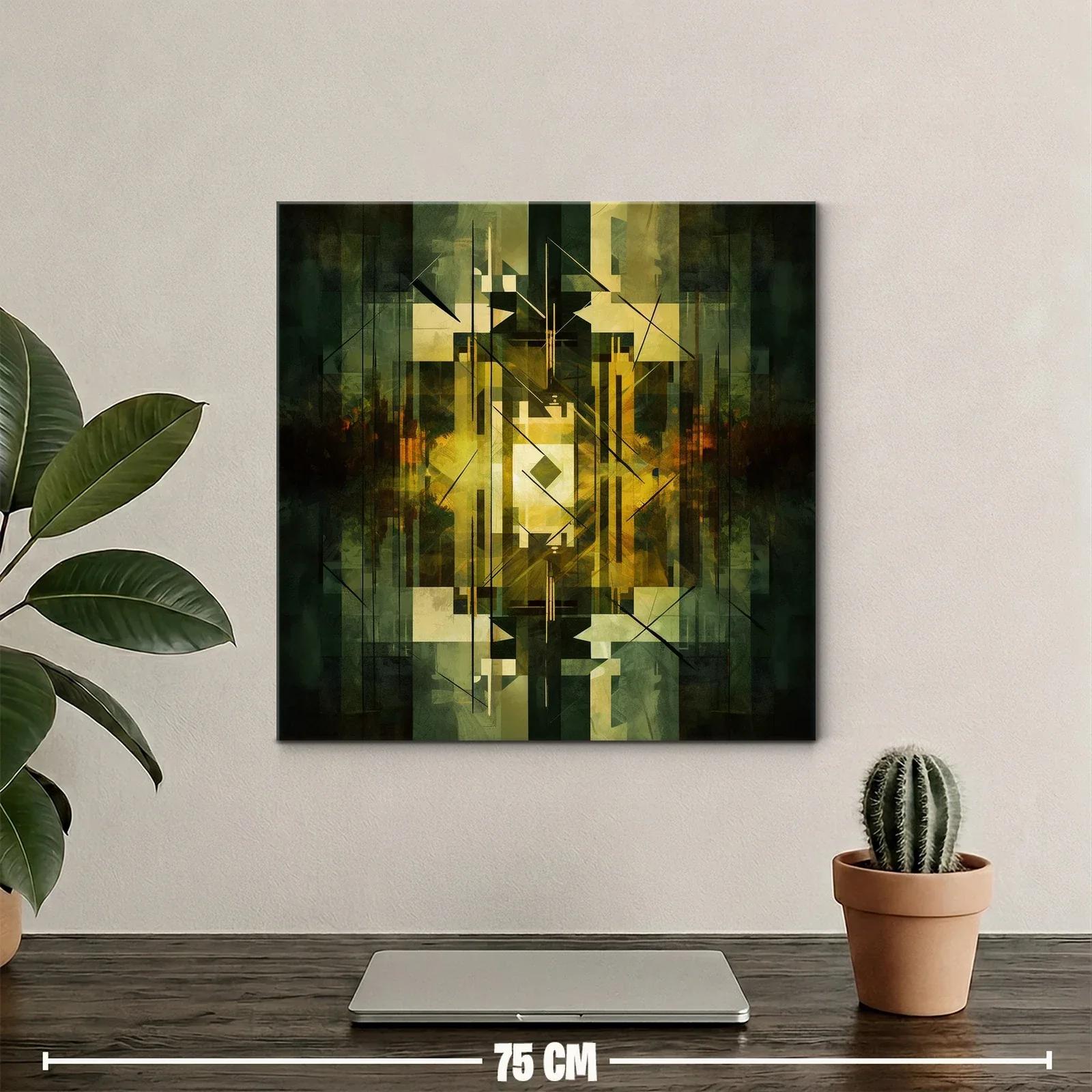 Composición Abstracta en Tonos Verdes y Dorados — miniatura 2