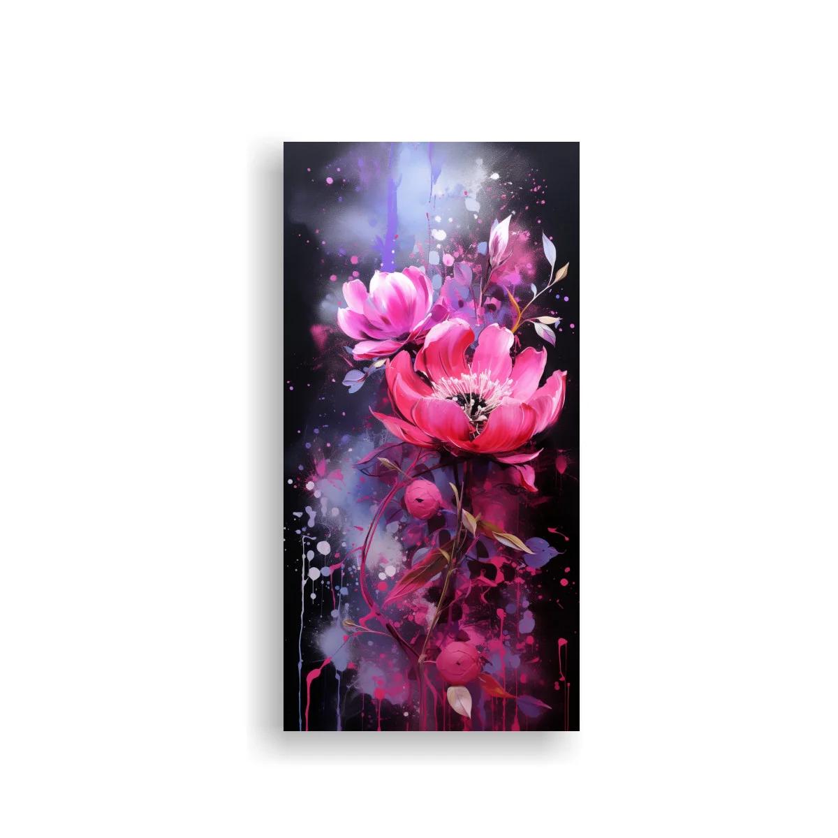 Cuadro de flores rosas con capullos y salpicaduras — imagen principal