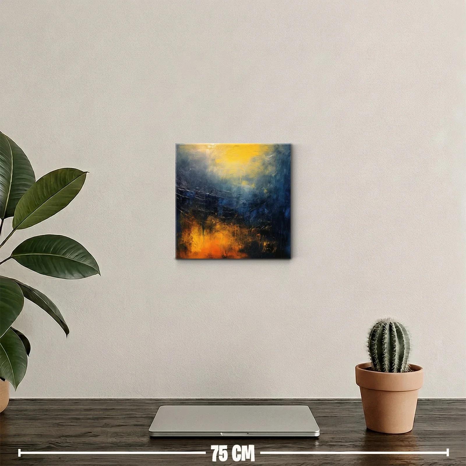 Cuadro abstracto con tonos cálidos y fríos vibrantes — miniatura 2
