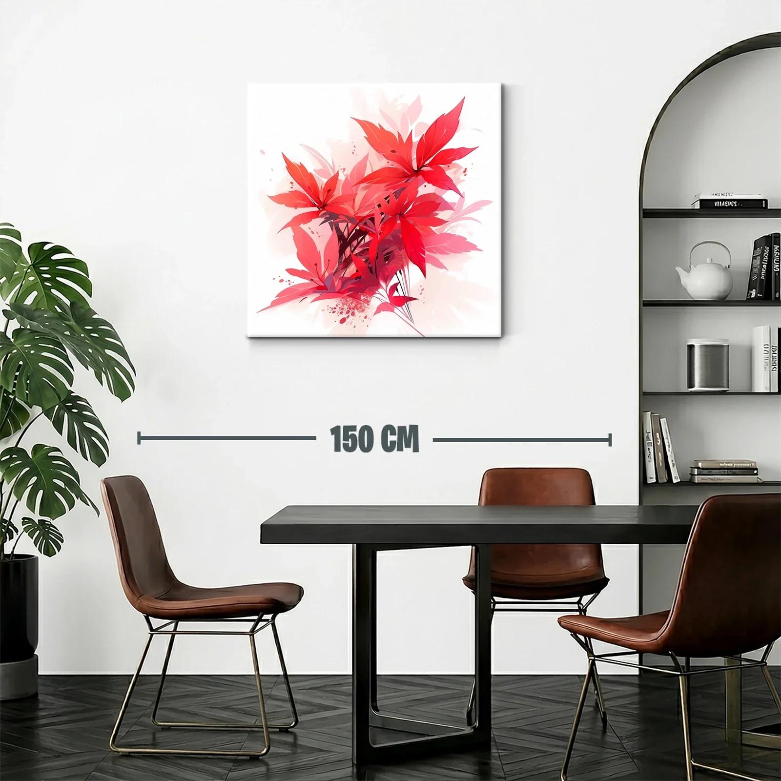 Cuadro con diseño floral en tonos rojos vibrantes y rosados — miniatura 2