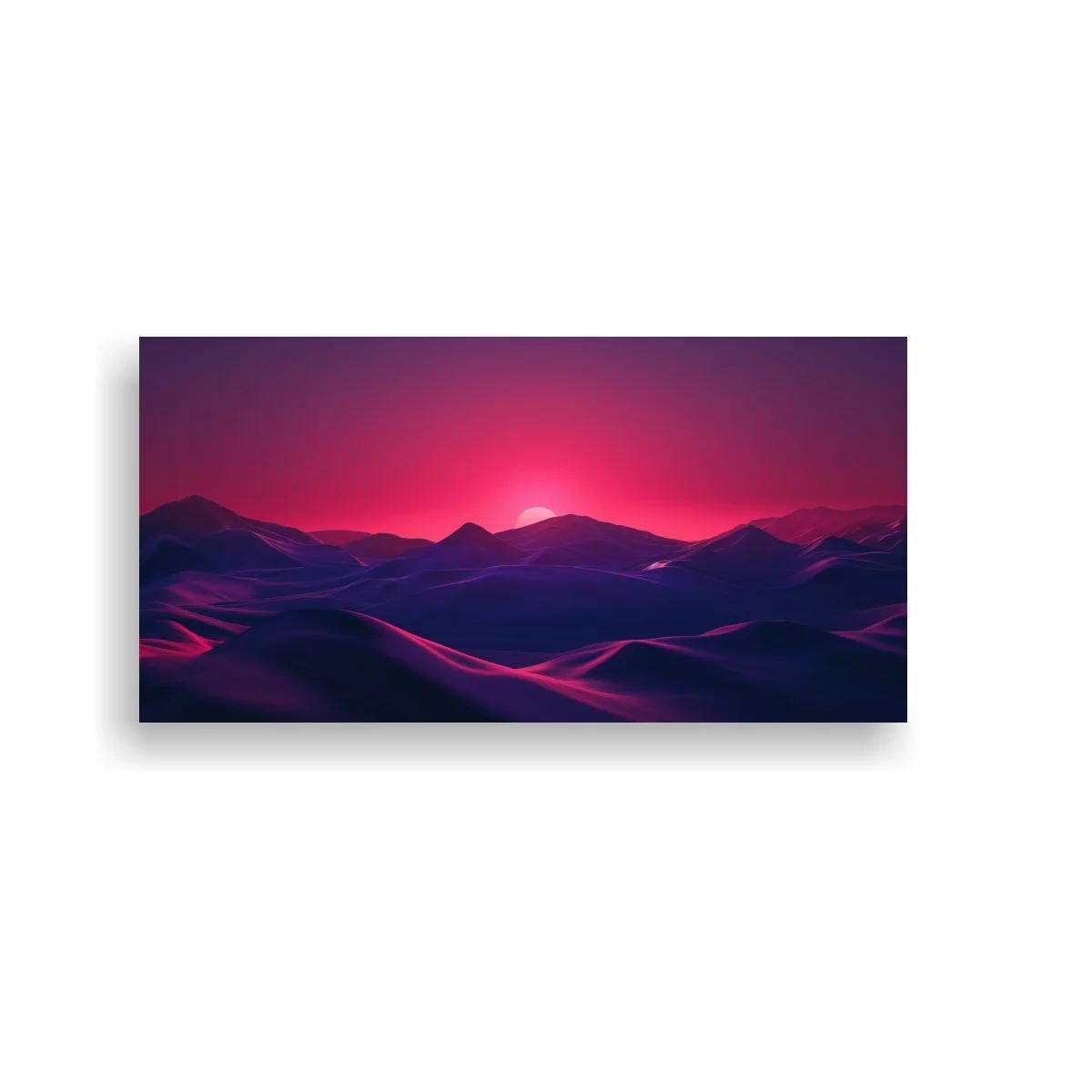 Cuadro montañas al atardecer con brillos magenta — imagen principal