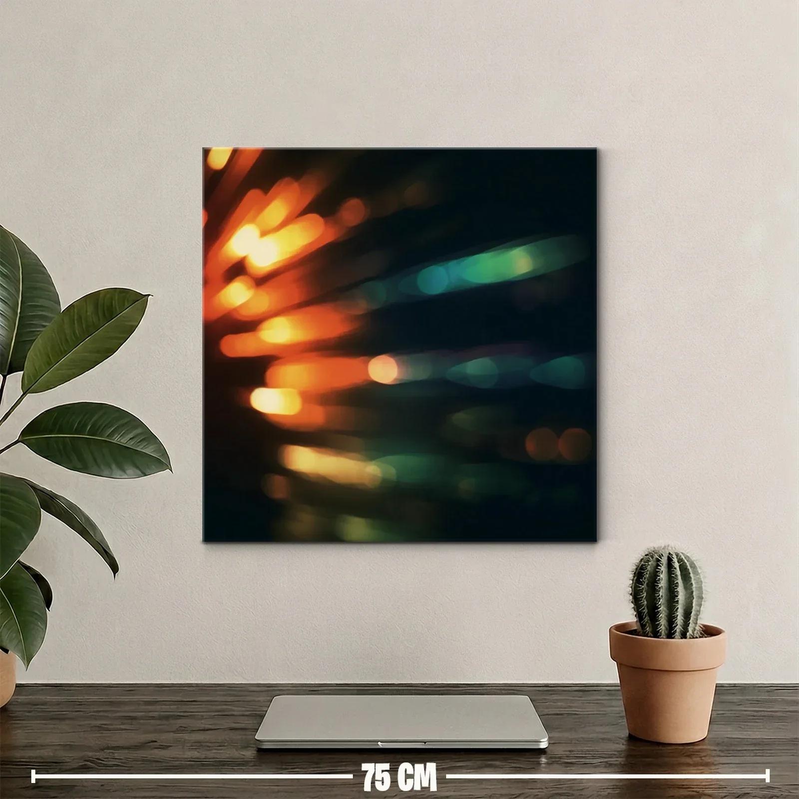Cuadro moderno con luces abstractas en tonos cálidos y fríos — miniatura 2