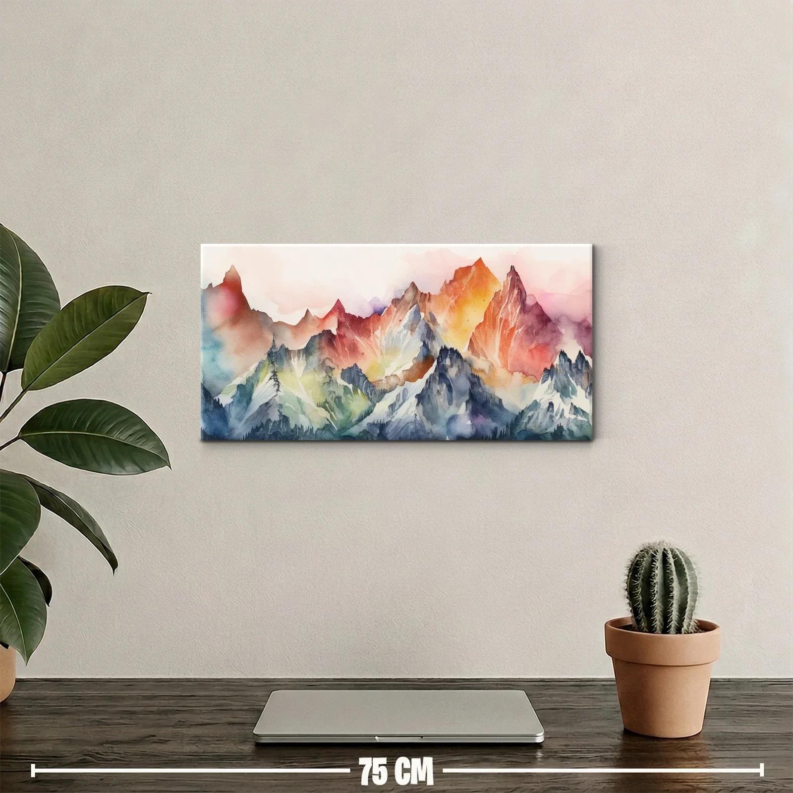 Cuadro cordillera de montañas con degradados acuarelados — miniatura 2
