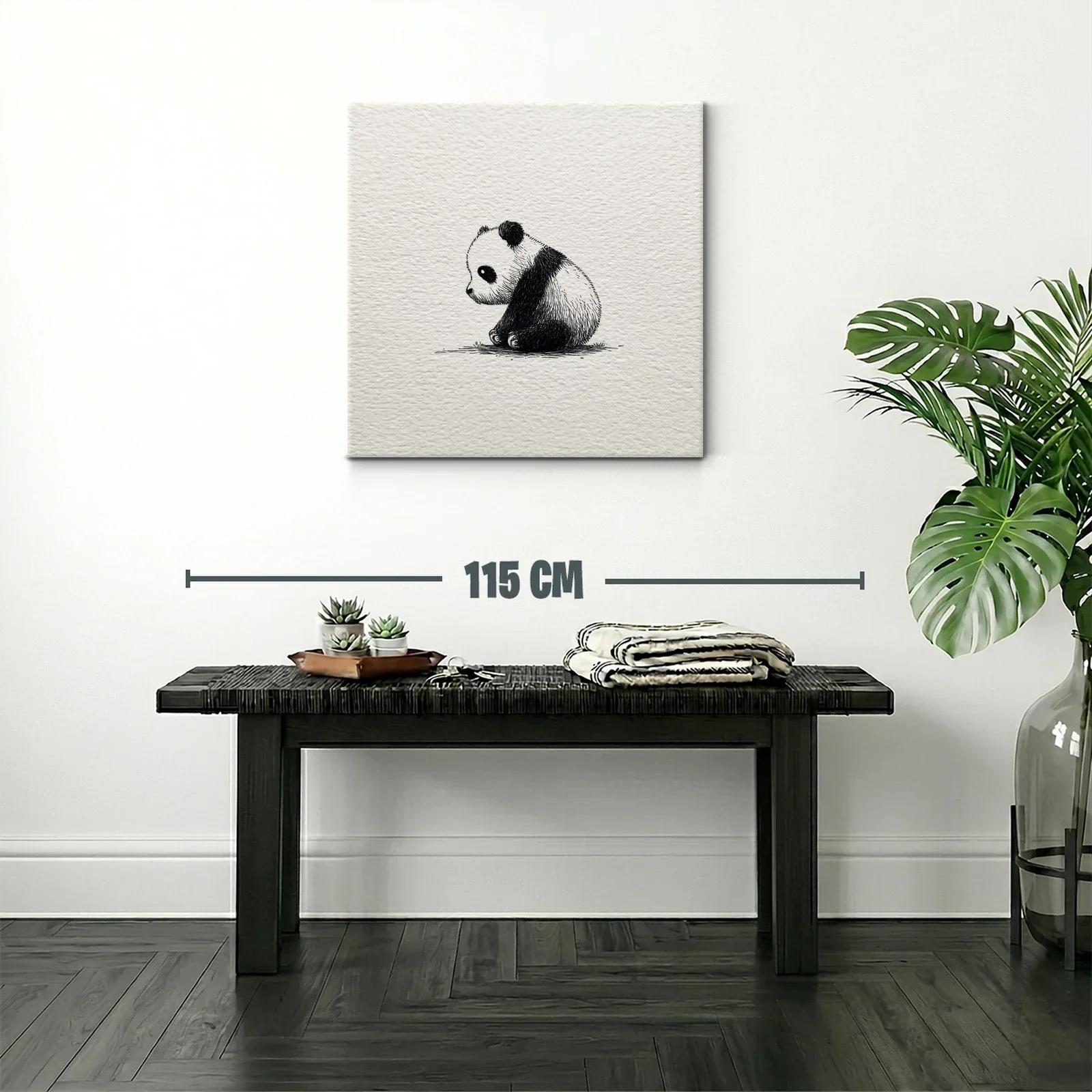 Sutil ilustración de panda bebé en blanco y negro — miniatura 2