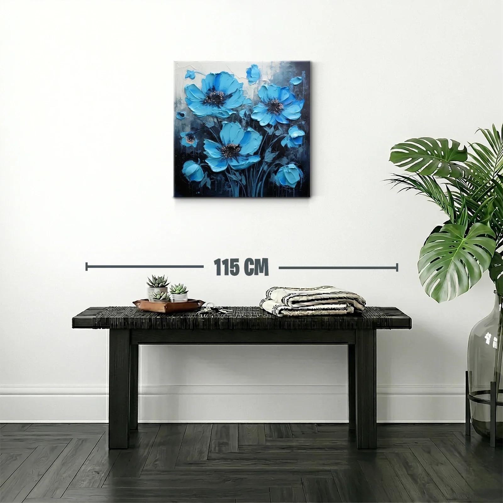 Flores azules vibrantes sobre fondo oscuro elegante — miniatura 2