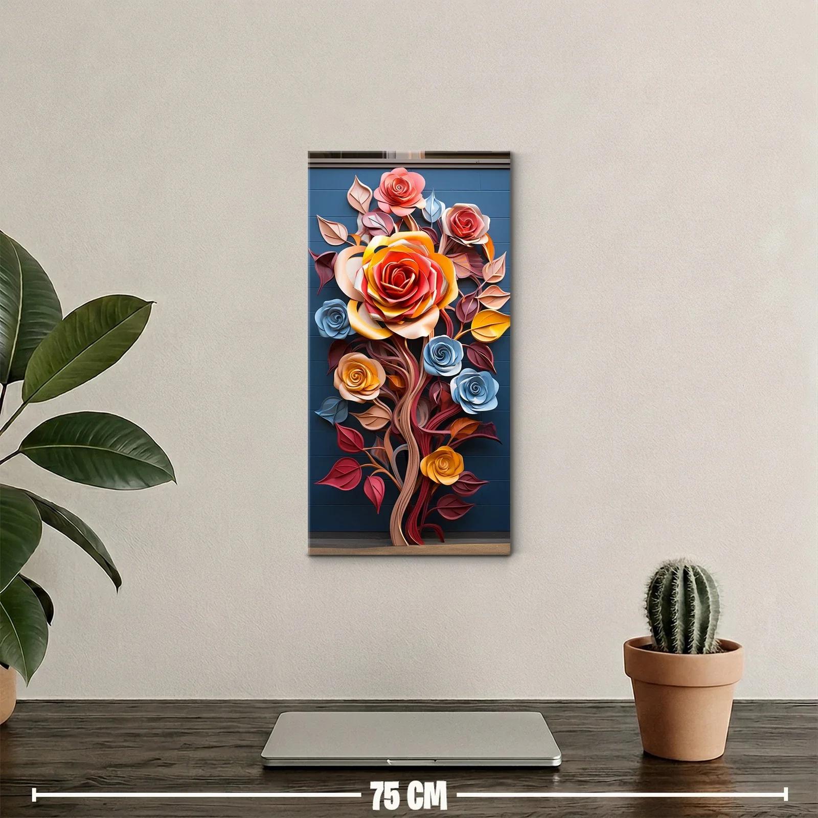 Cuadro ramo de rosas de papel con relieve artesanal — miniatura 2