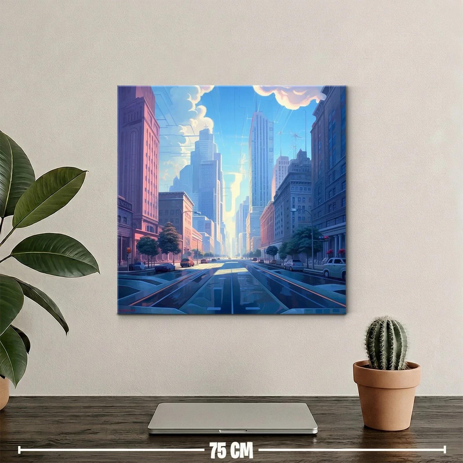 Atardecer urbano con calles iluminadas y rascacielos — miniatura 2