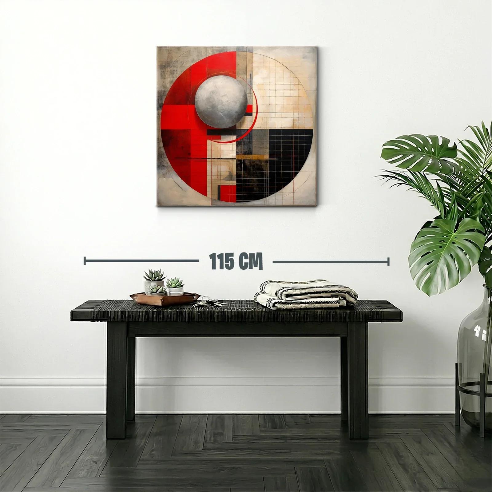 Composición geométrica moderna con esfera metálica y rojos vibrantes — miniatura 2