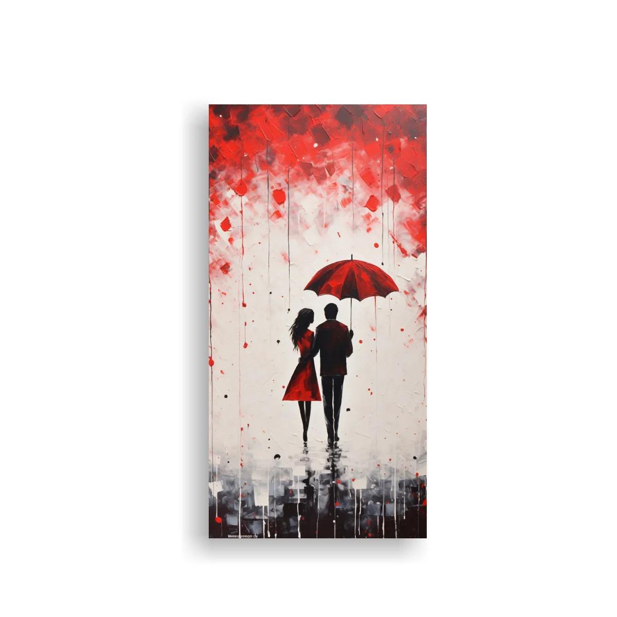 Cuadro pareja bajo un paraguas rojo — imagen principal