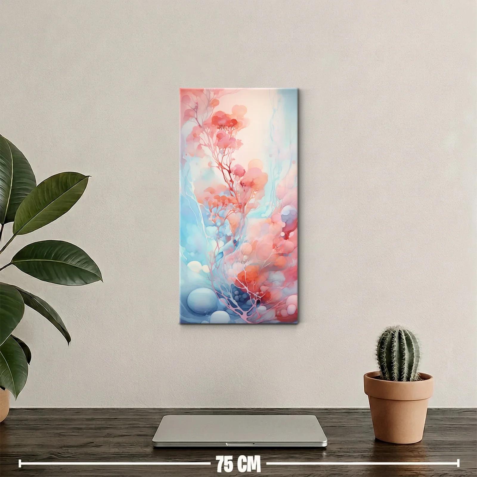Cuadro flores rosadas etéreas entre veladuras suaves — miniatura 2