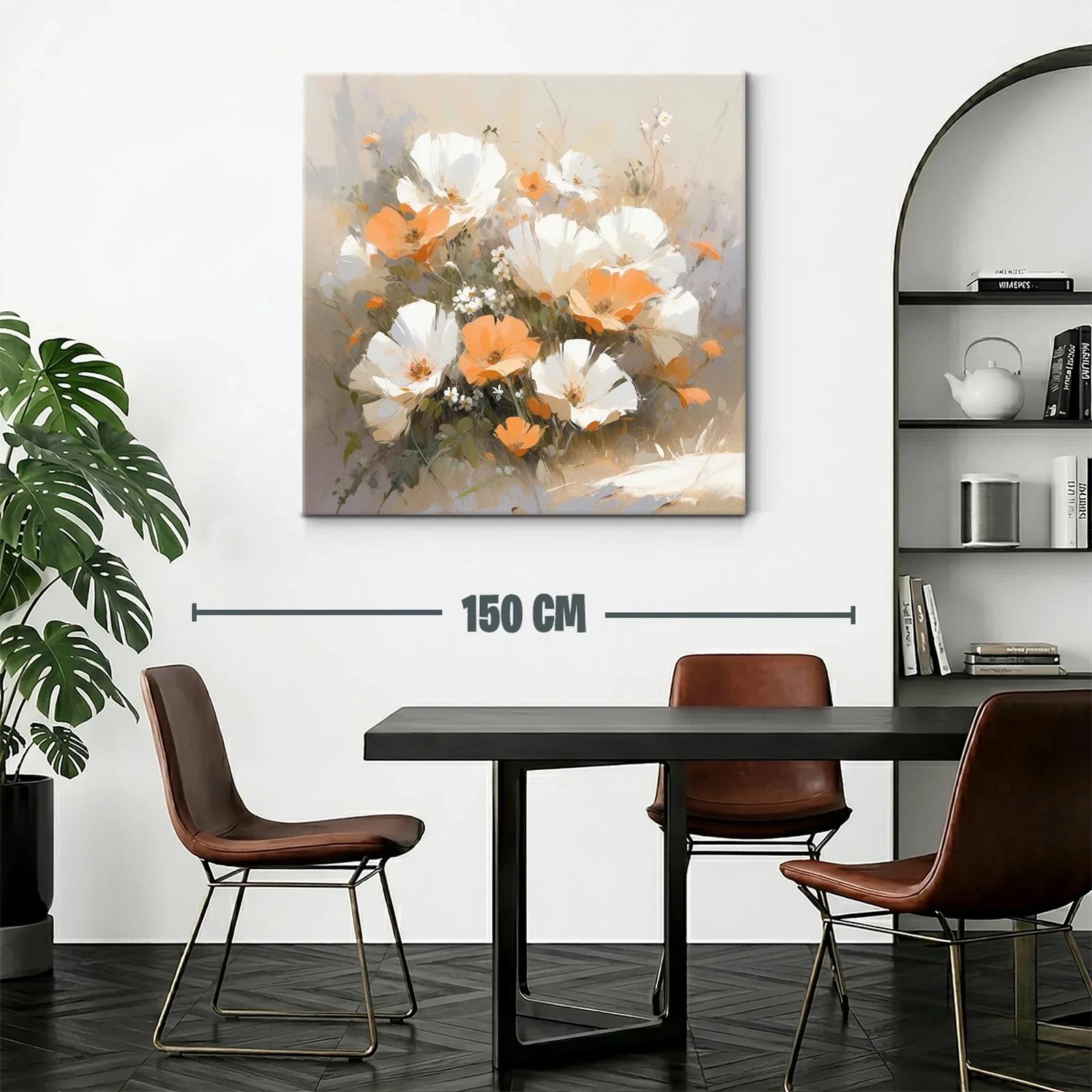 Cuadro con ramo de flores blancas y naranjas delicadas — miniatura 2