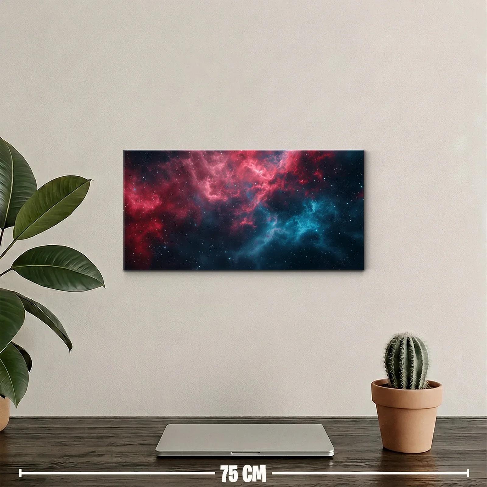 Cuadro nebulosa espacial con bruma turquesa y carmesí — miniatura 2