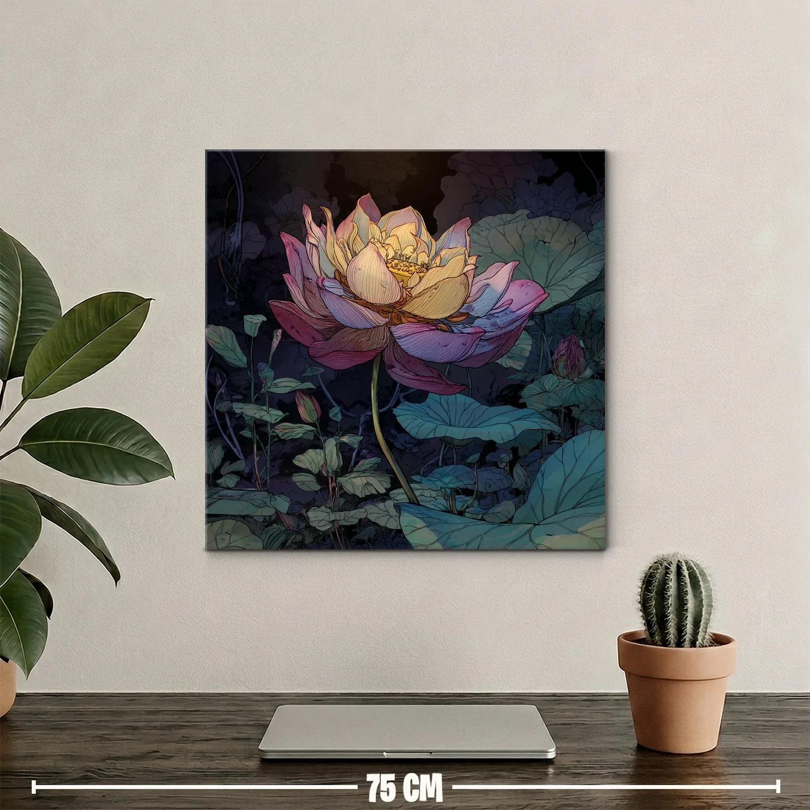 Flor luminosa entre hojas verdes en ambiente nocturno — miniatura 2