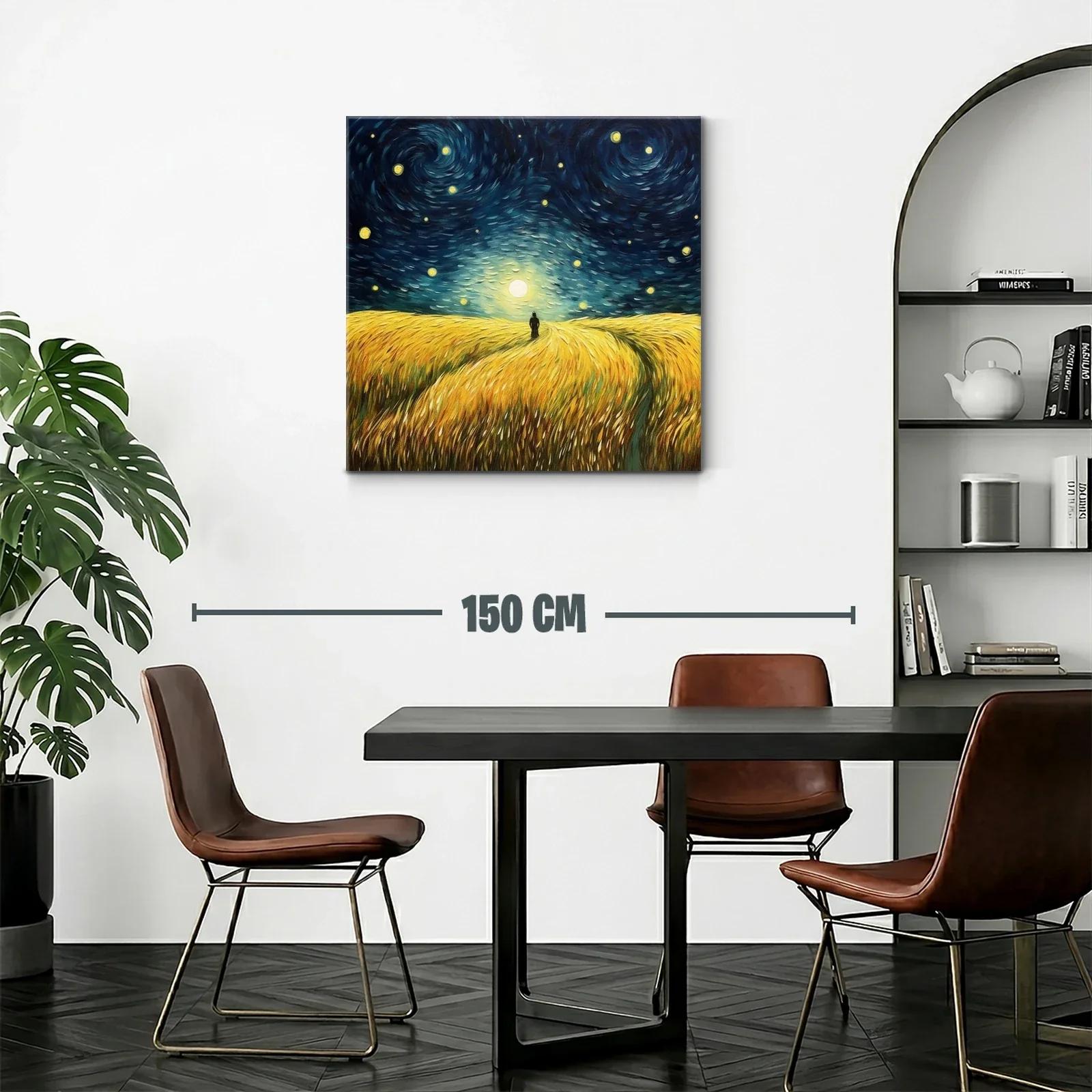 Paisaje nocturno con trigo bajo cielo estrellado — miniatura 2