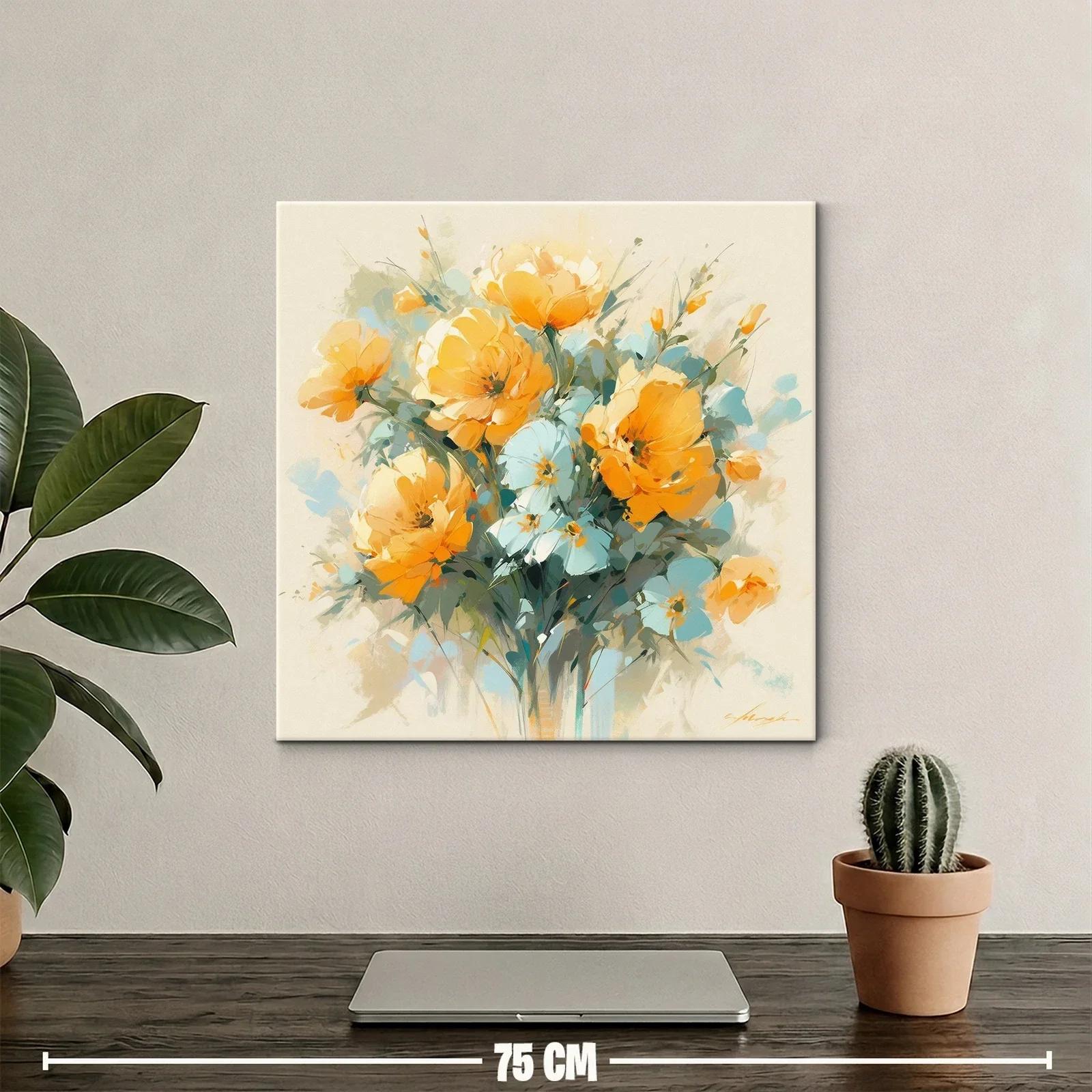 Ramo floral vibrante con tonos cálidos y azules suaves — miniatura 2