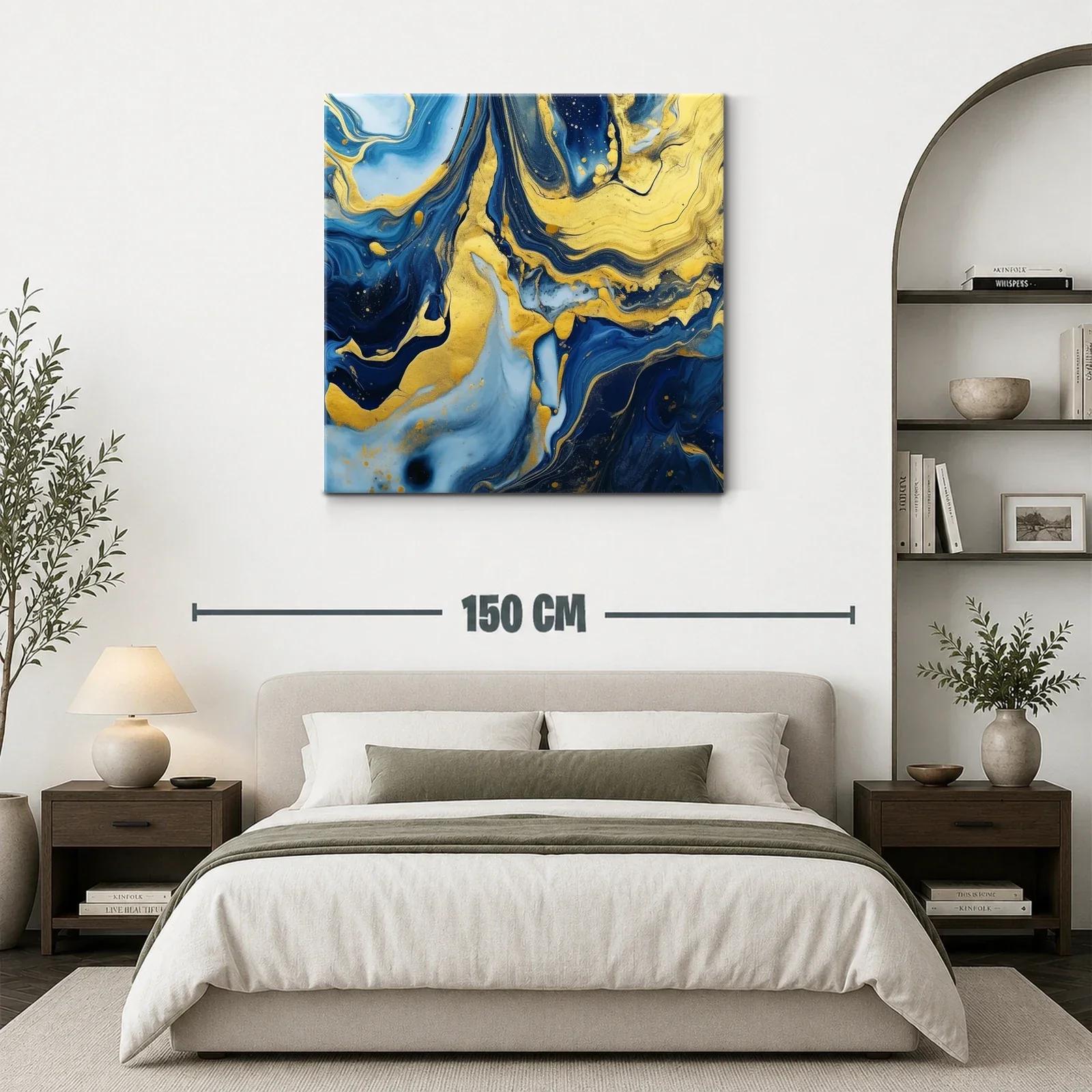 Abstracto en azul y dorado con movimiento fluido y elegante — miniatura 3