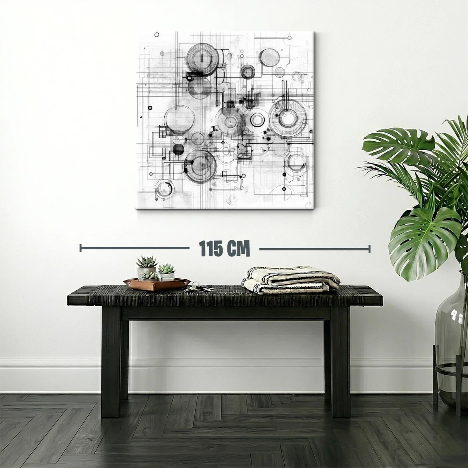 Composición abstracta en grises con formas circulares y líneas precisas — miniatura 2