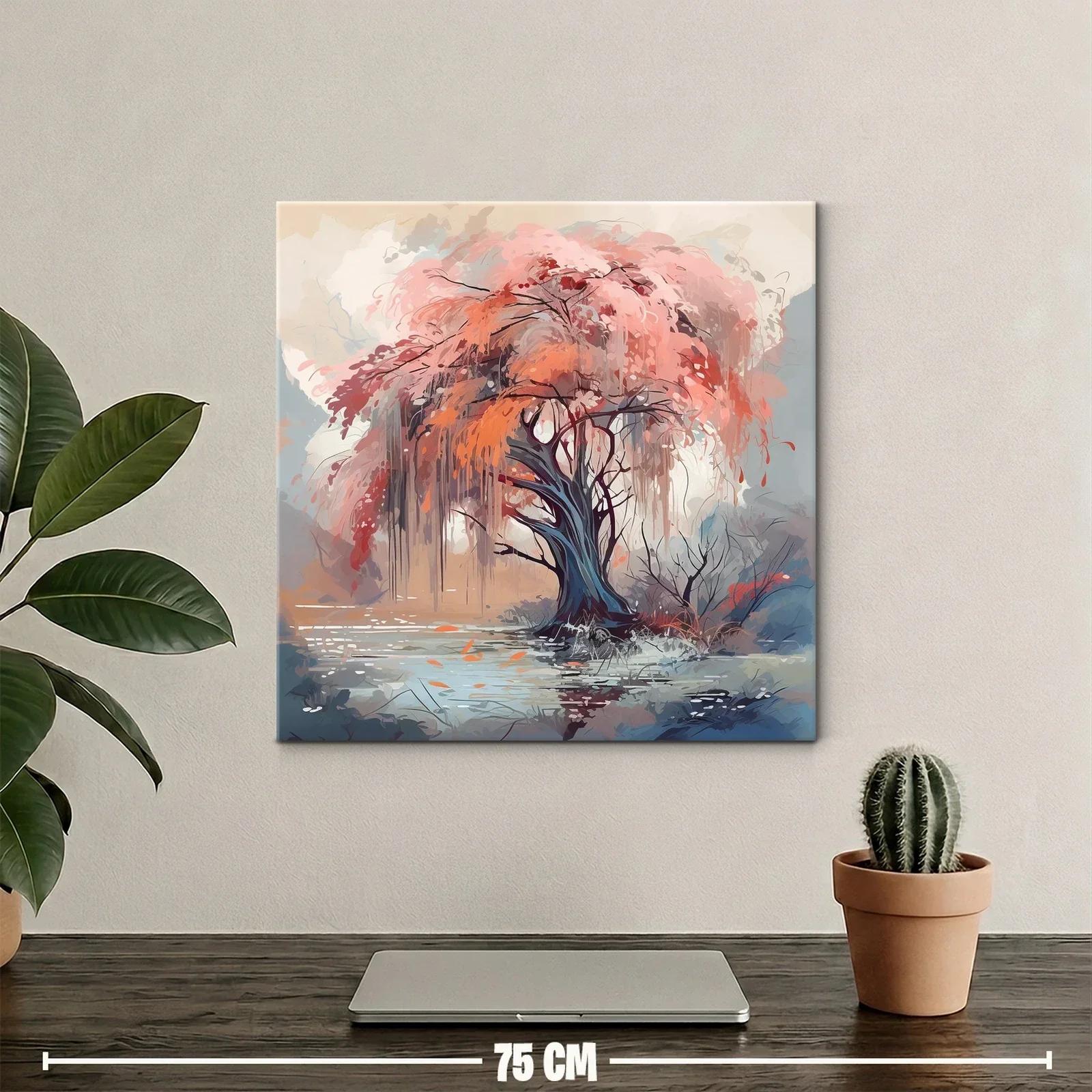 Árbol vibrante en paisaje de tonos cálidos y suaves — miniatura 2