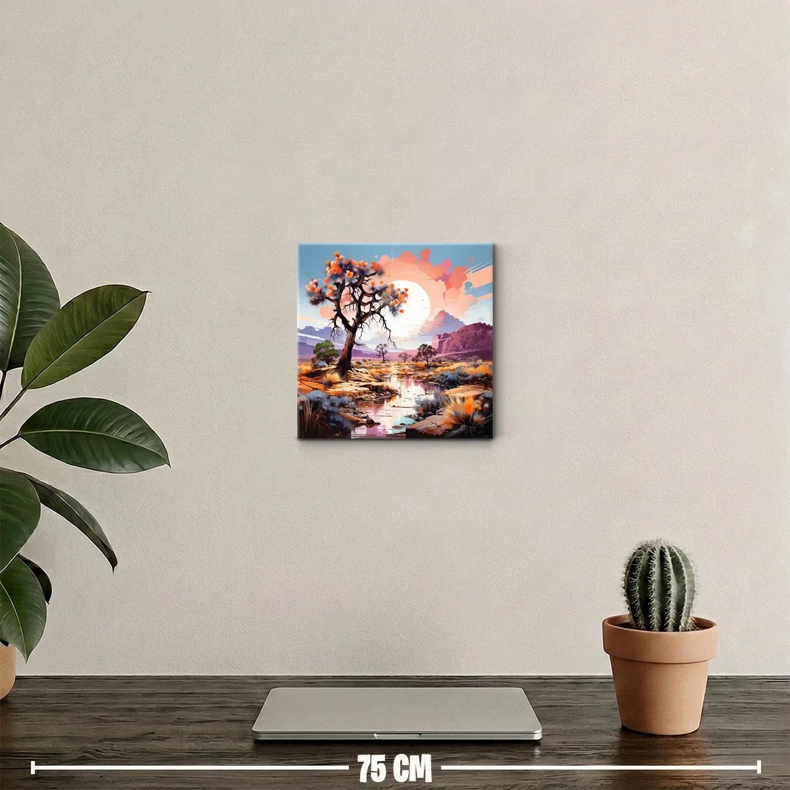 Paisaje desértico con árbol y reflejos al atardecer — miniatura 2