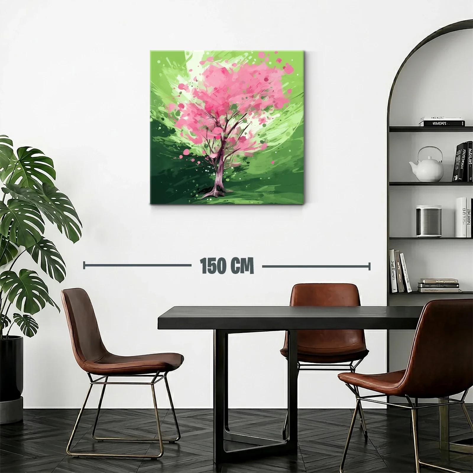 Árbol en flor con vibrantes tonos verdes y rosas — miniatura 2