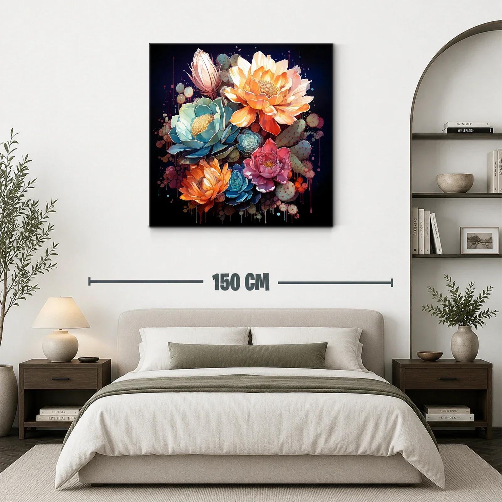 Composición de flores vibrantes con tonos cálidos y fríos — miniatura 3