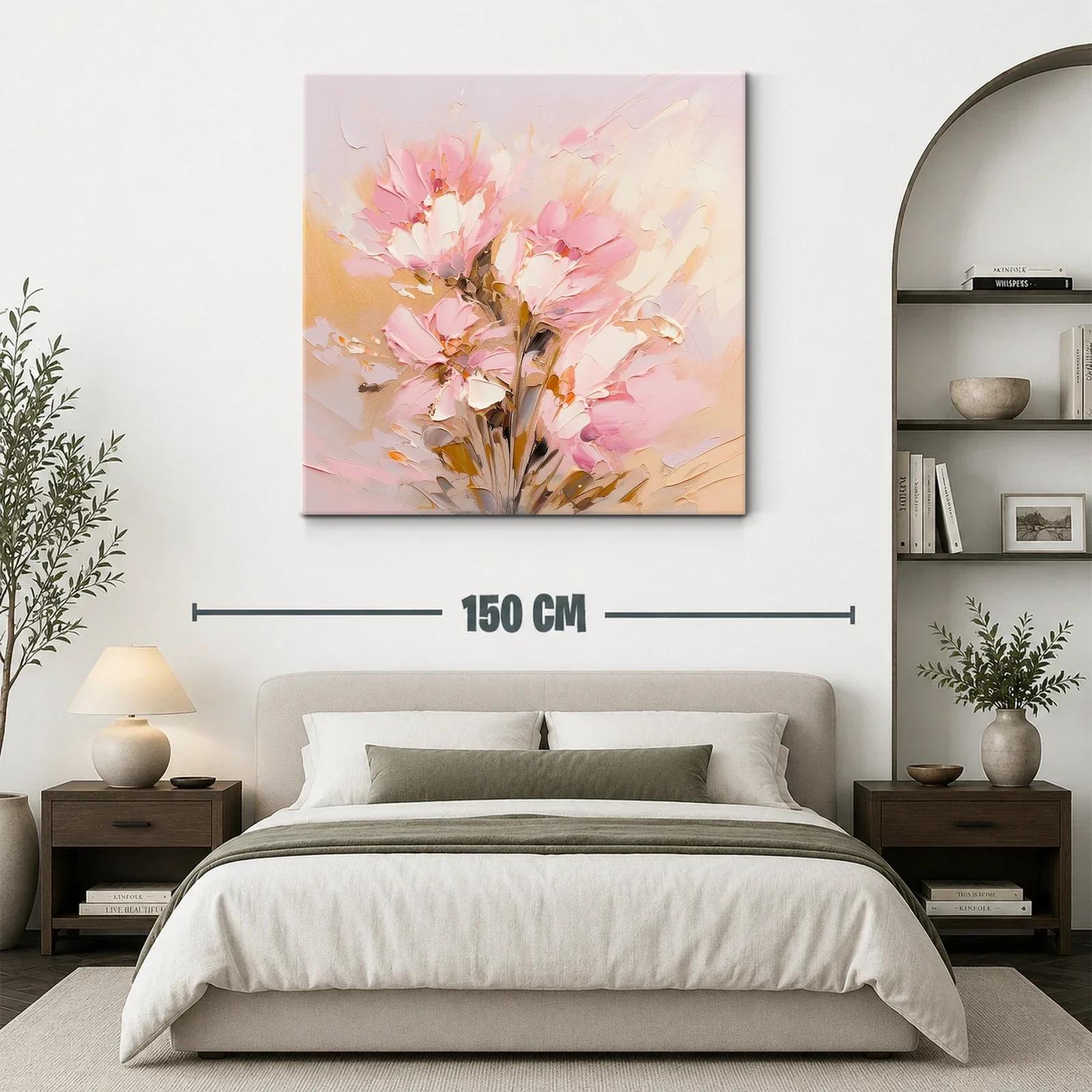 Flores abstractas en suave tonalidad rosa y beige — miniatura 3