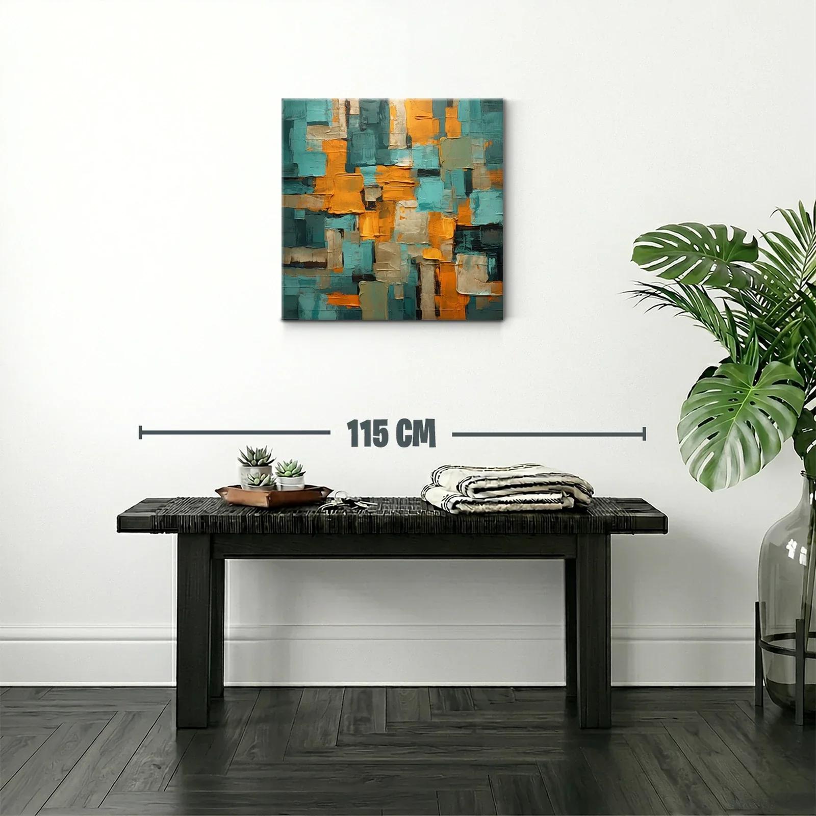 Composición abstracta con tonos cálidos y turquesa vibrante — miniatura 2