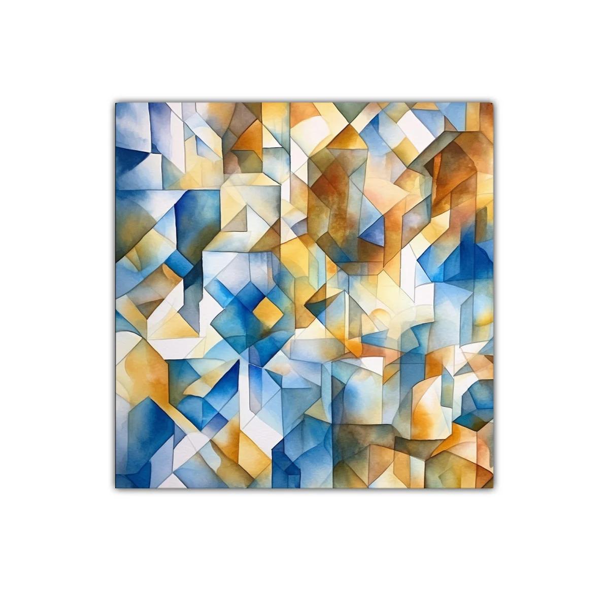 Composición abstracta con tonos azules y ocres cálidos — imagen principal
