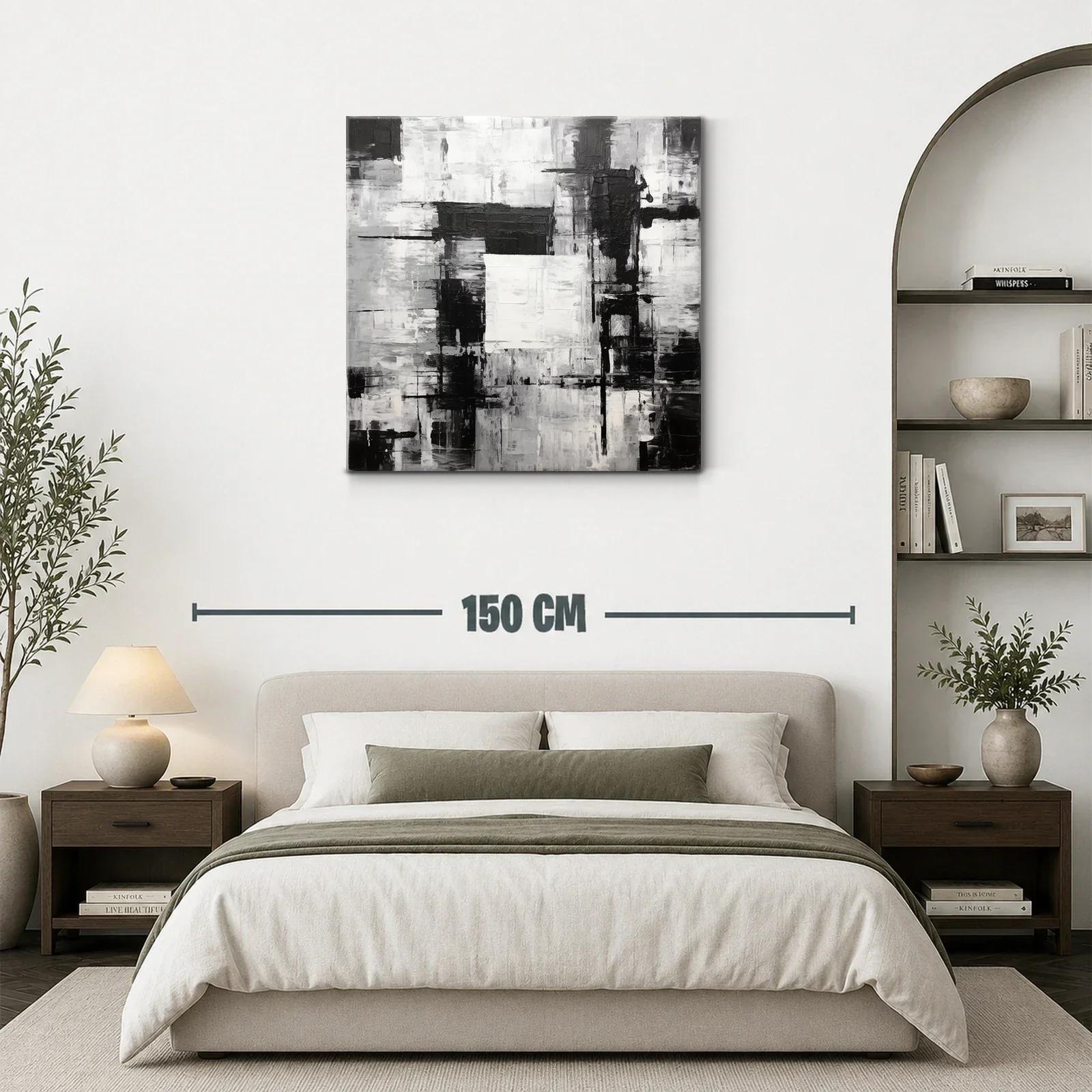 Cuadro Abstracto en Blanco Negro con Contrastes Intensos — miniatura 3