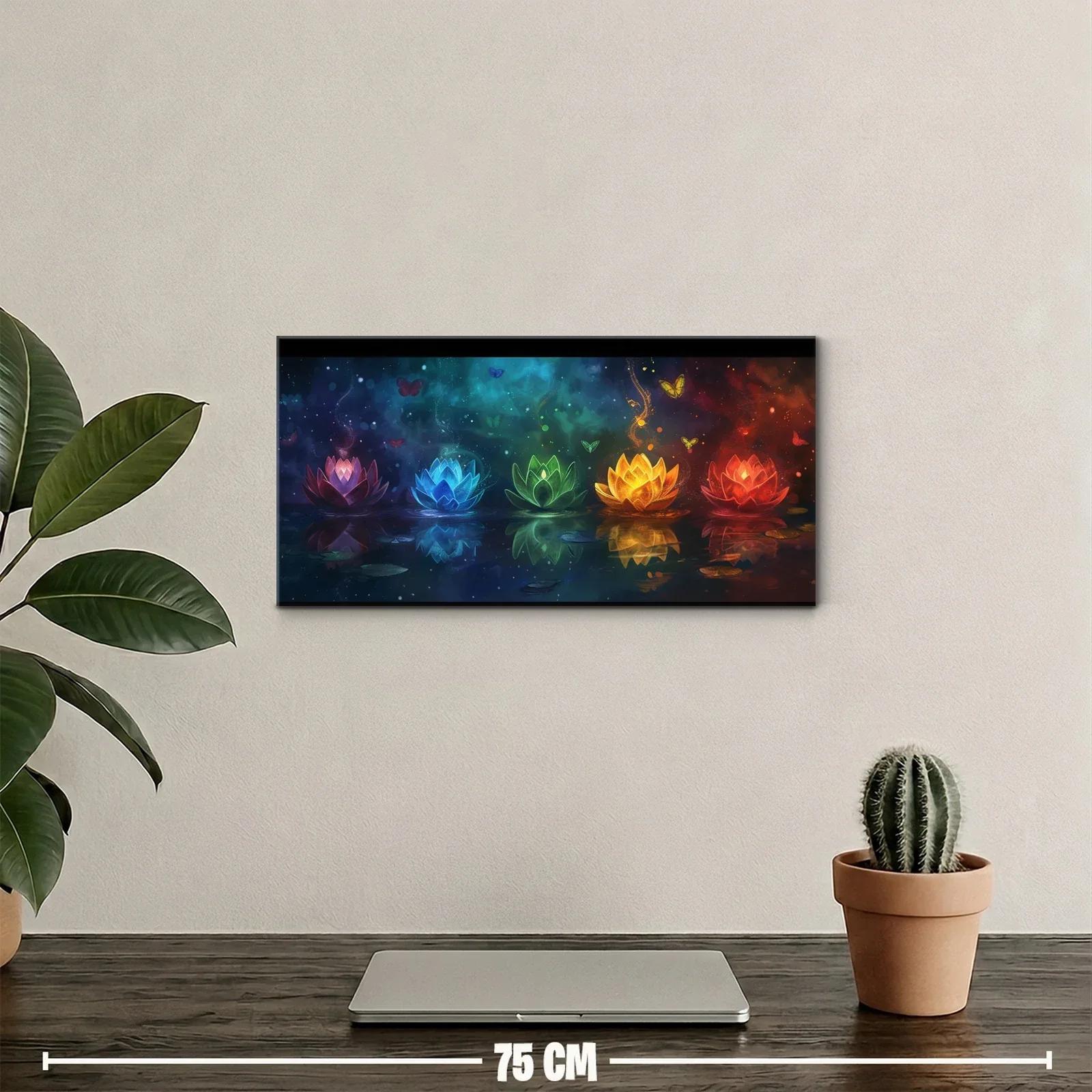 Cuadro flores de loto brillantes con mariposas — miniatura 2