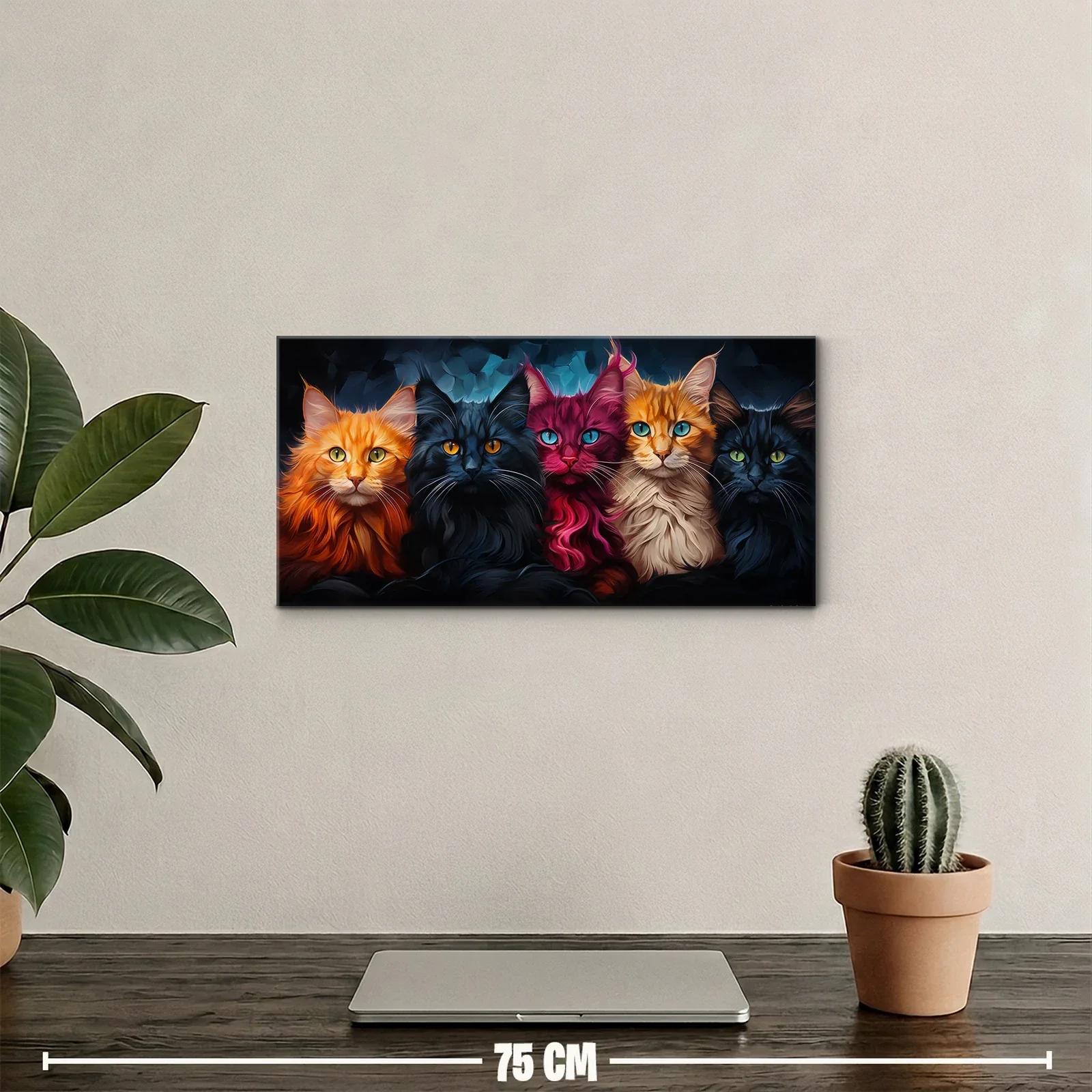 Cuadro cinco gatos de pelo largo con toques azulados — miniatura 2