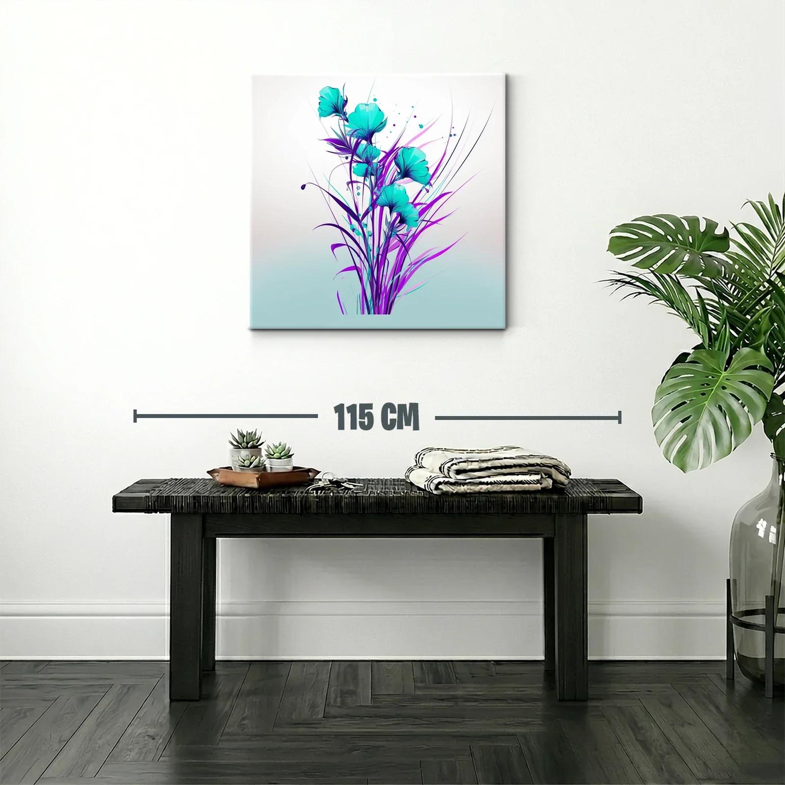 Floral vibrante en tonos turquesa y púrpura modernos — miniatura 2