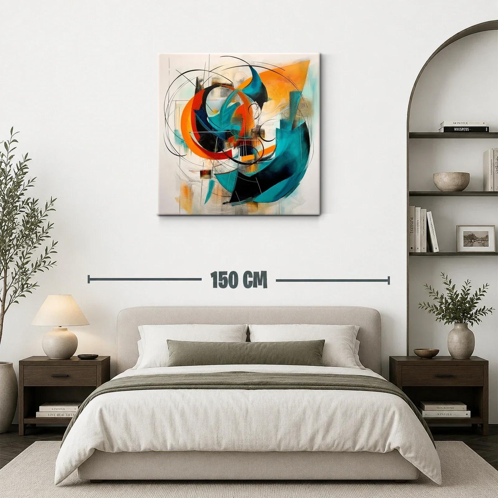 Cuadro abstracto con formas dinámicas en tonos vibrantes — miniatura 3
