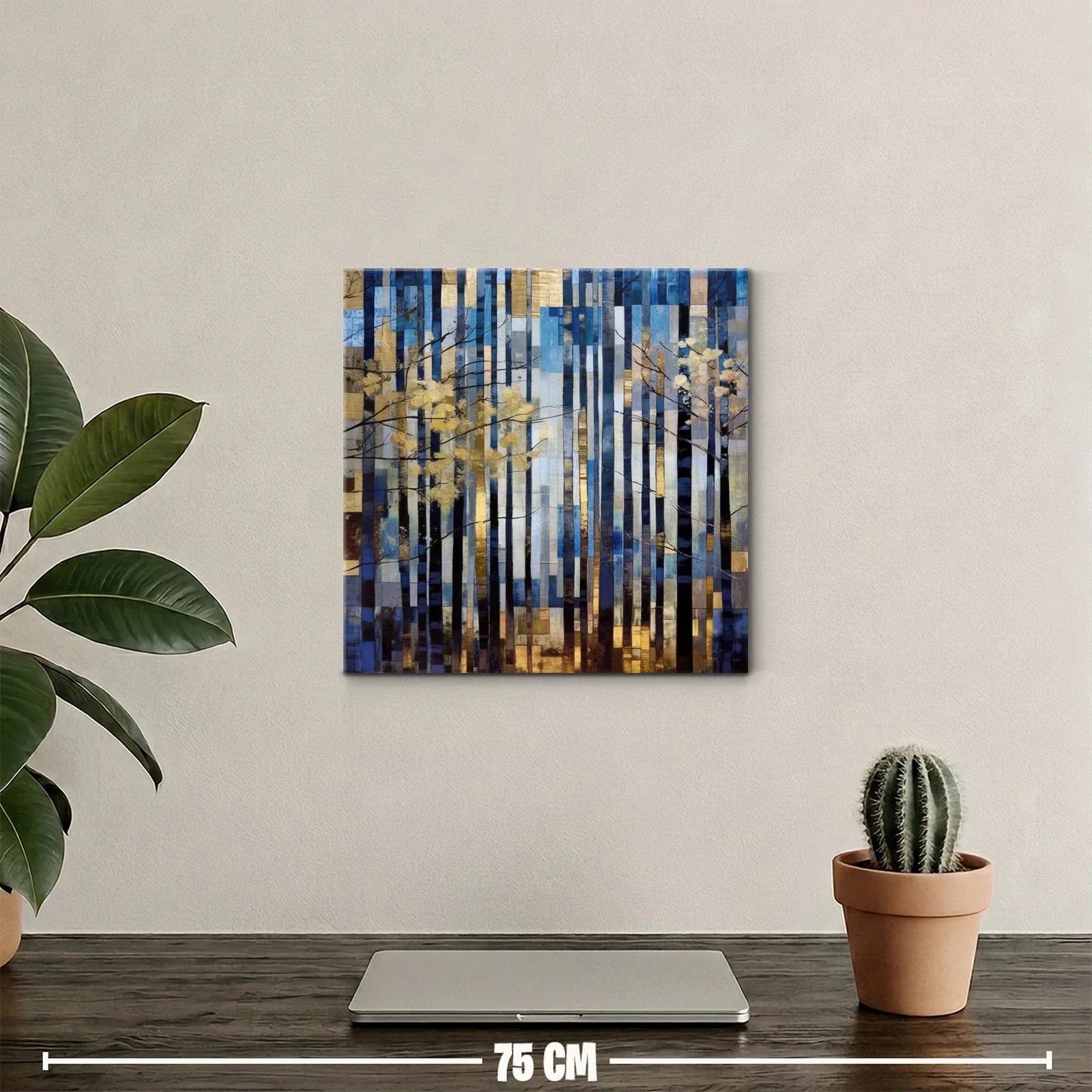 Bosque abstracto con tonos dorados y azules en líneas verticales — miniatura 2