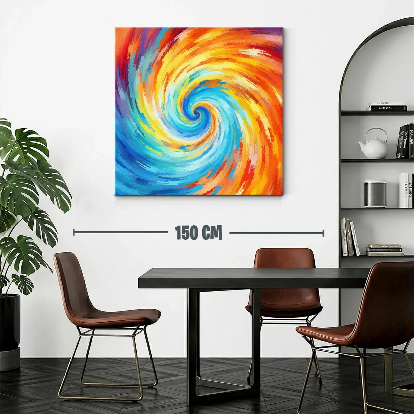 Cuadro abstracto espiral con vibrantes tonos cálidos y fríos — miniatura 2