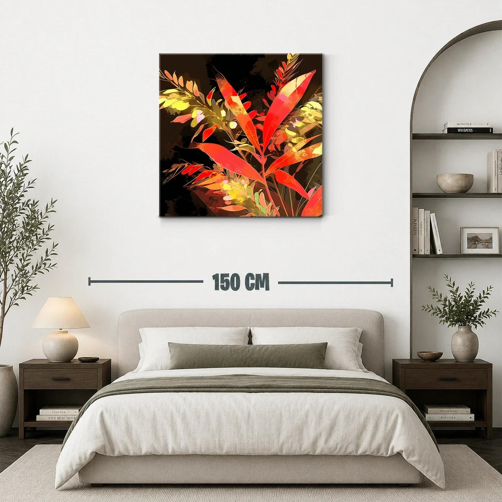 Composición floral vibrante con hojas en tonos rojos y amarillos — miniatura 3