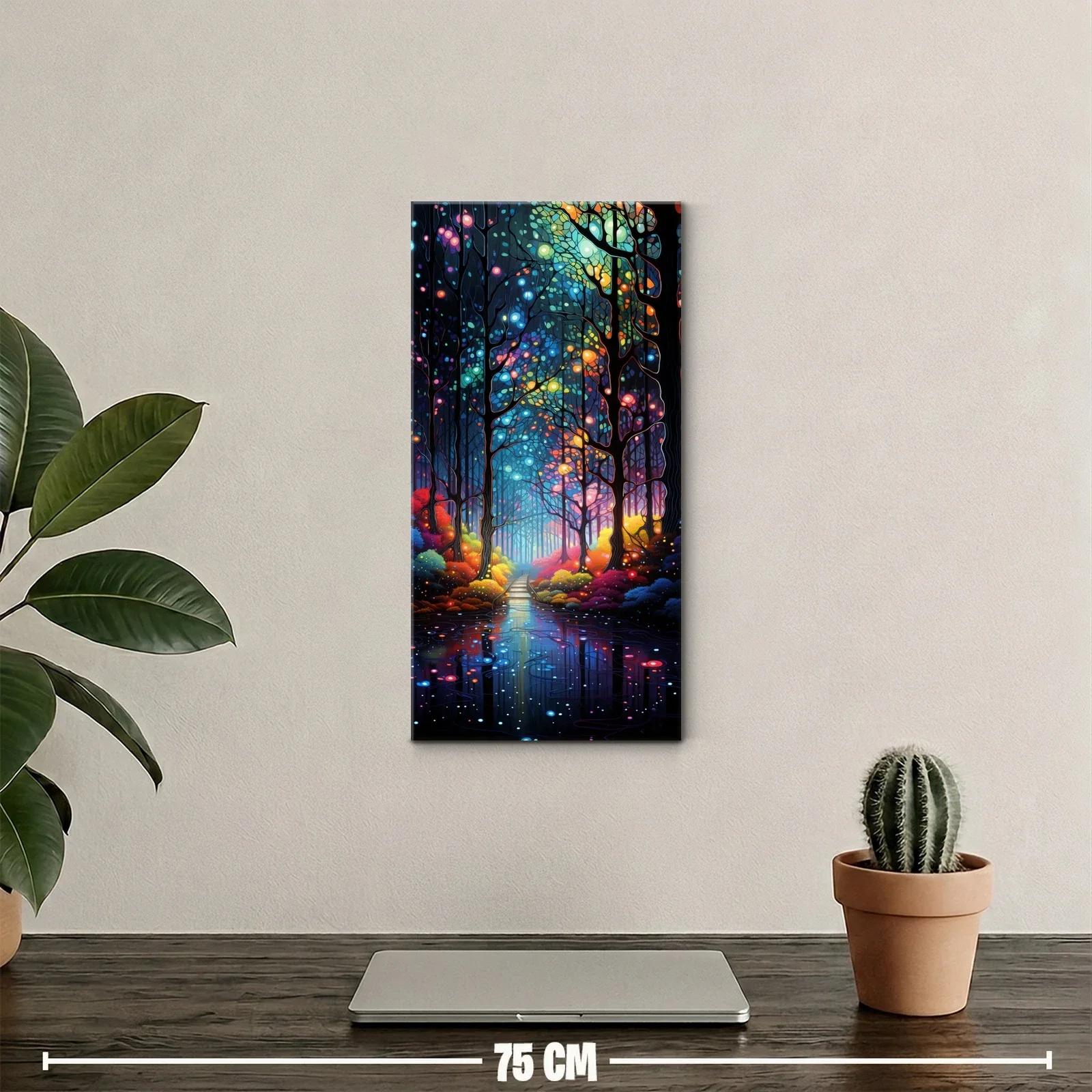 Cuadro bosque luminoso con arroyo multicolor — miniatura 2