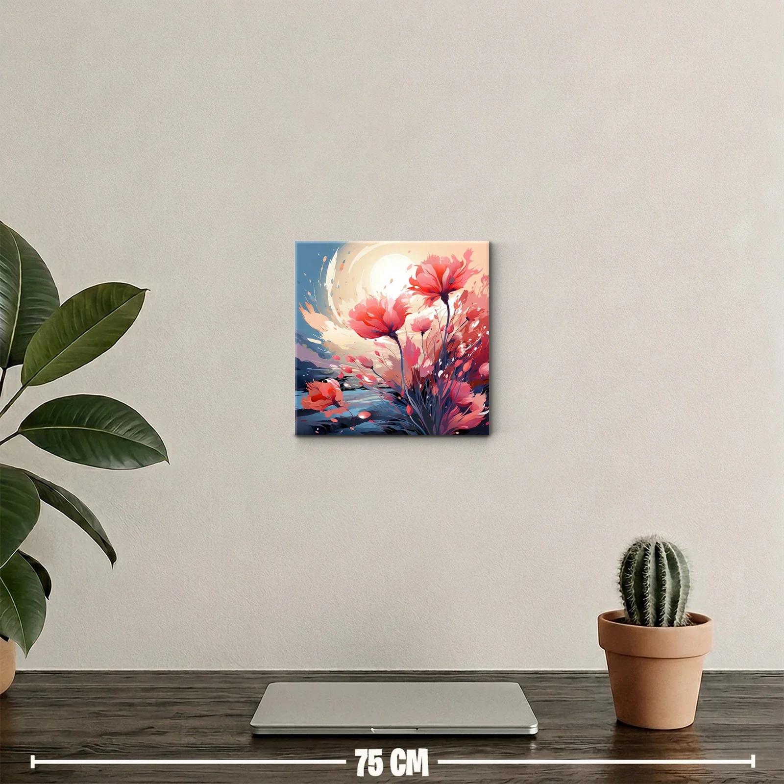 Cuadro floral moderno con explosión de colores vibrantes — miniatura 2