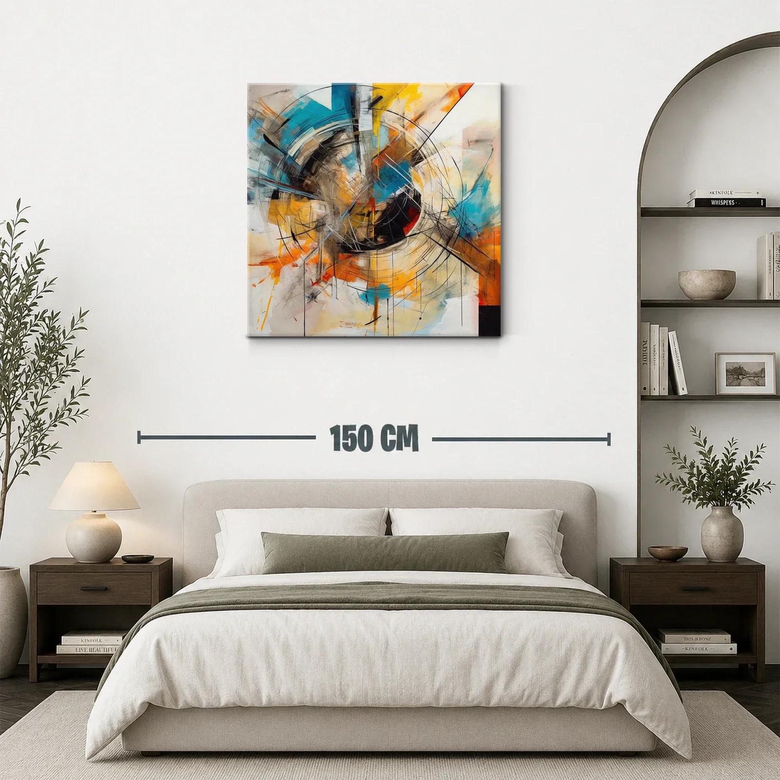 Cuadro abstracto con formas circulares y tonos vibrantes — miniatura 3