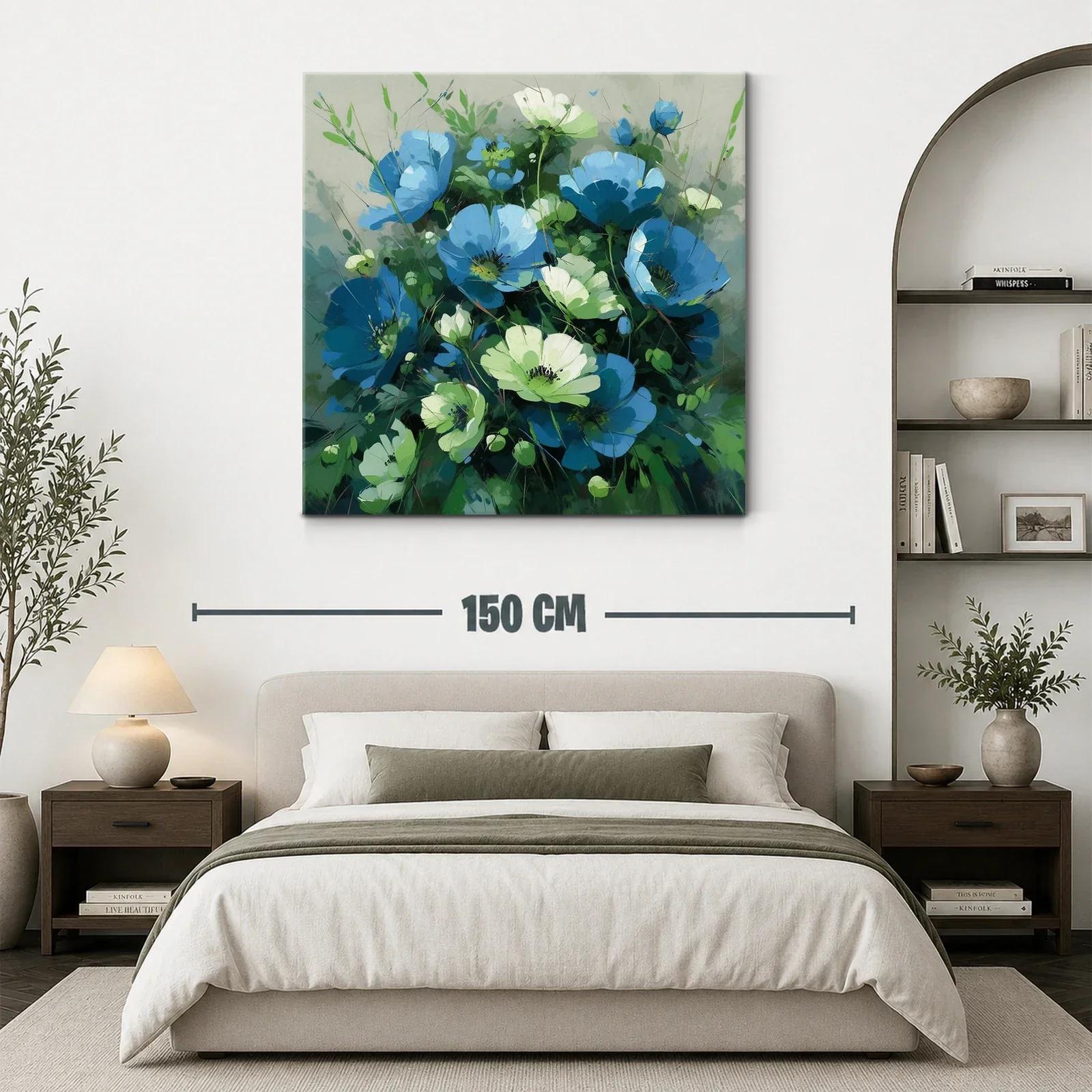 Ramo vibrante de flores azules y verdes en composición natural — miniatura 3